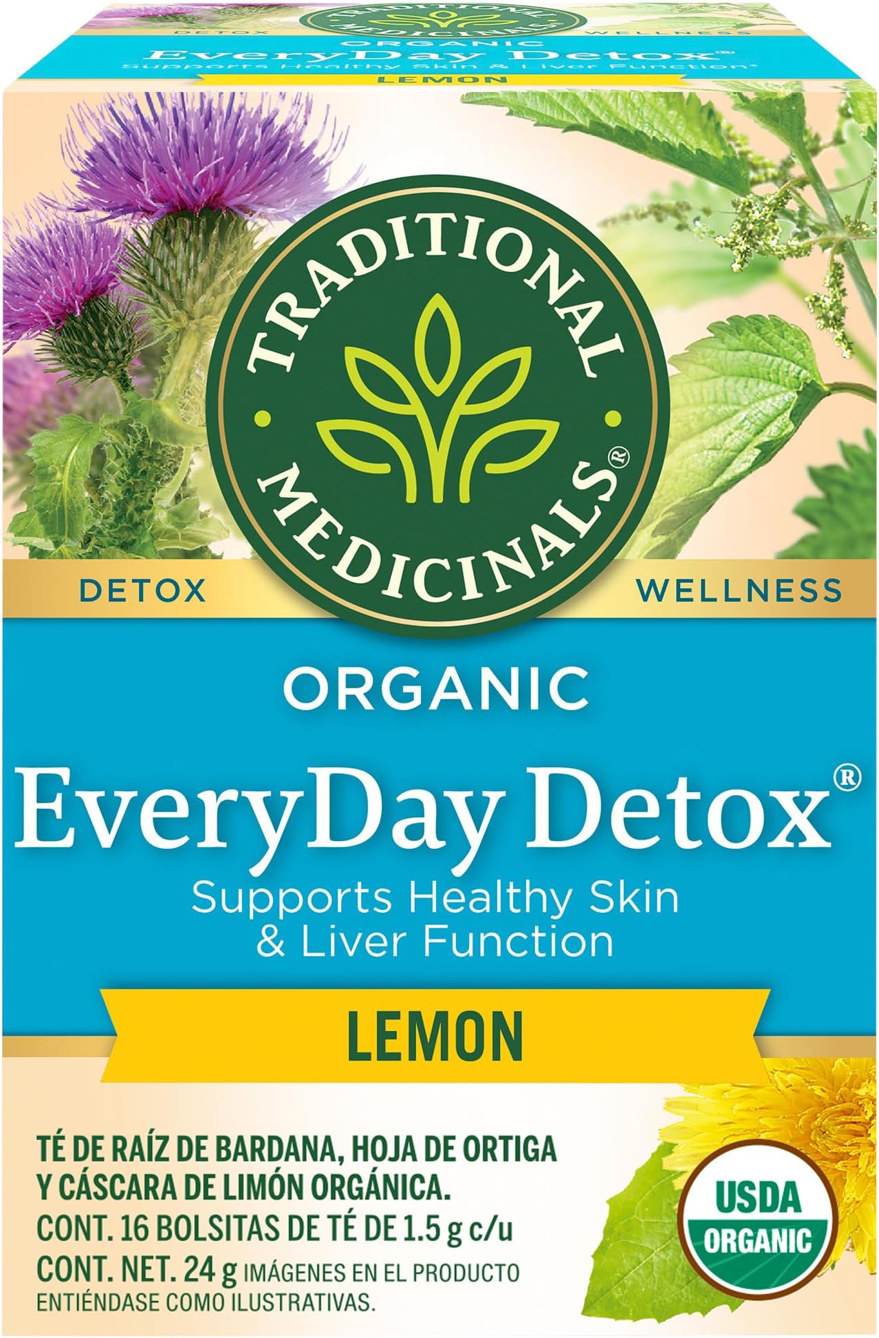 Traditional Medicinals Organic Everyday Lemon Detox Tea, 16 Tea Bags (Pack of 1)