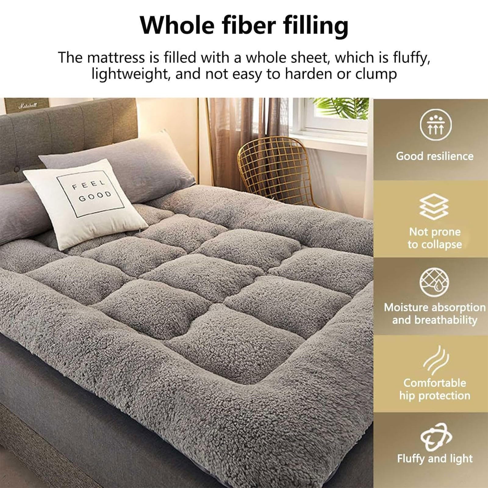 Colchón Todo Incluido Sábana Bajera Espesada Funda de Colchón 100% Algodón Soja Antideslizante Acolchado Colcha para Apartamento Dormitorio (Color : Marrón Tamaño: 200 x 220 cm)