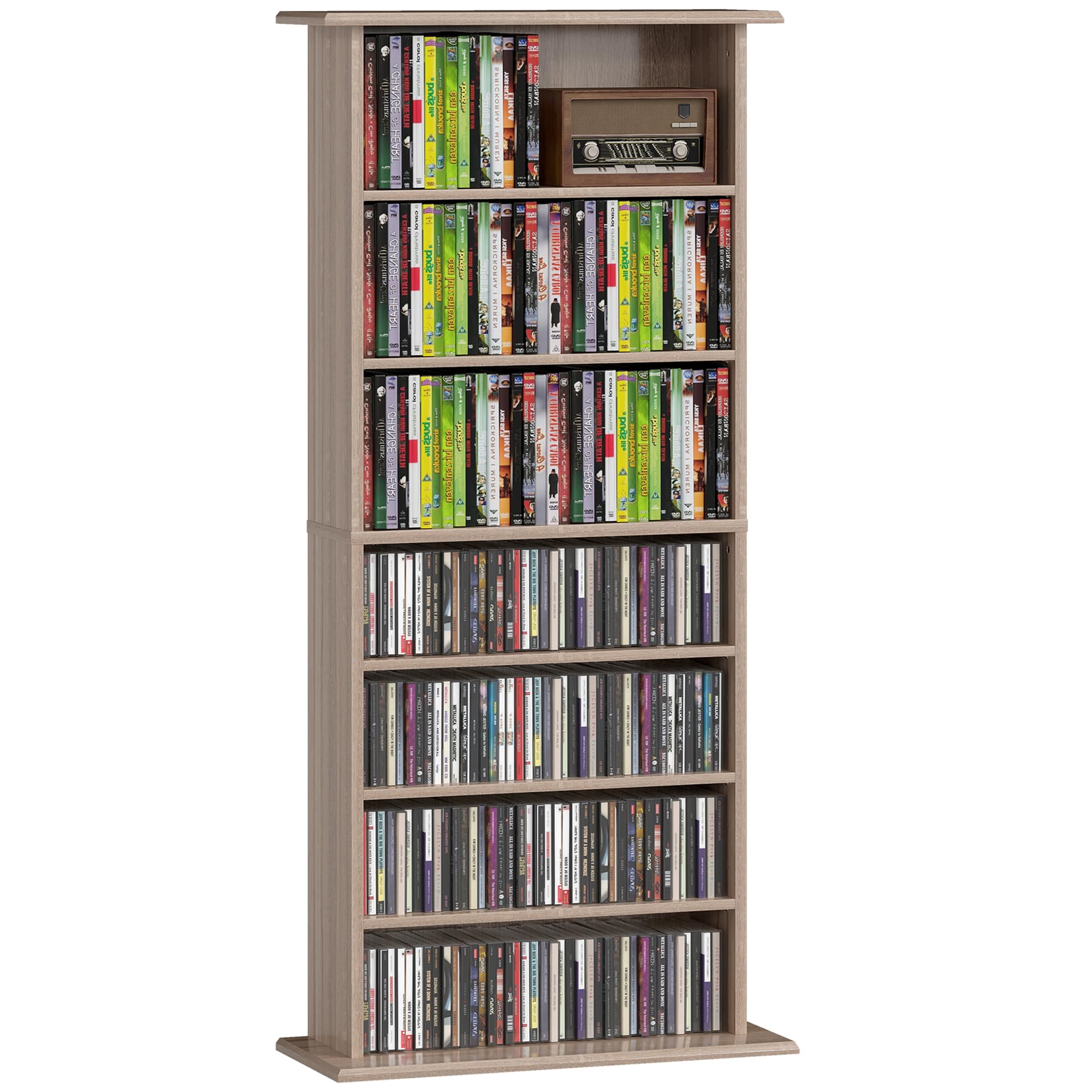 Homcom Natural Cd Storage Unit Dvd Tower Blu-Ray Storage Shelf For Living Room In