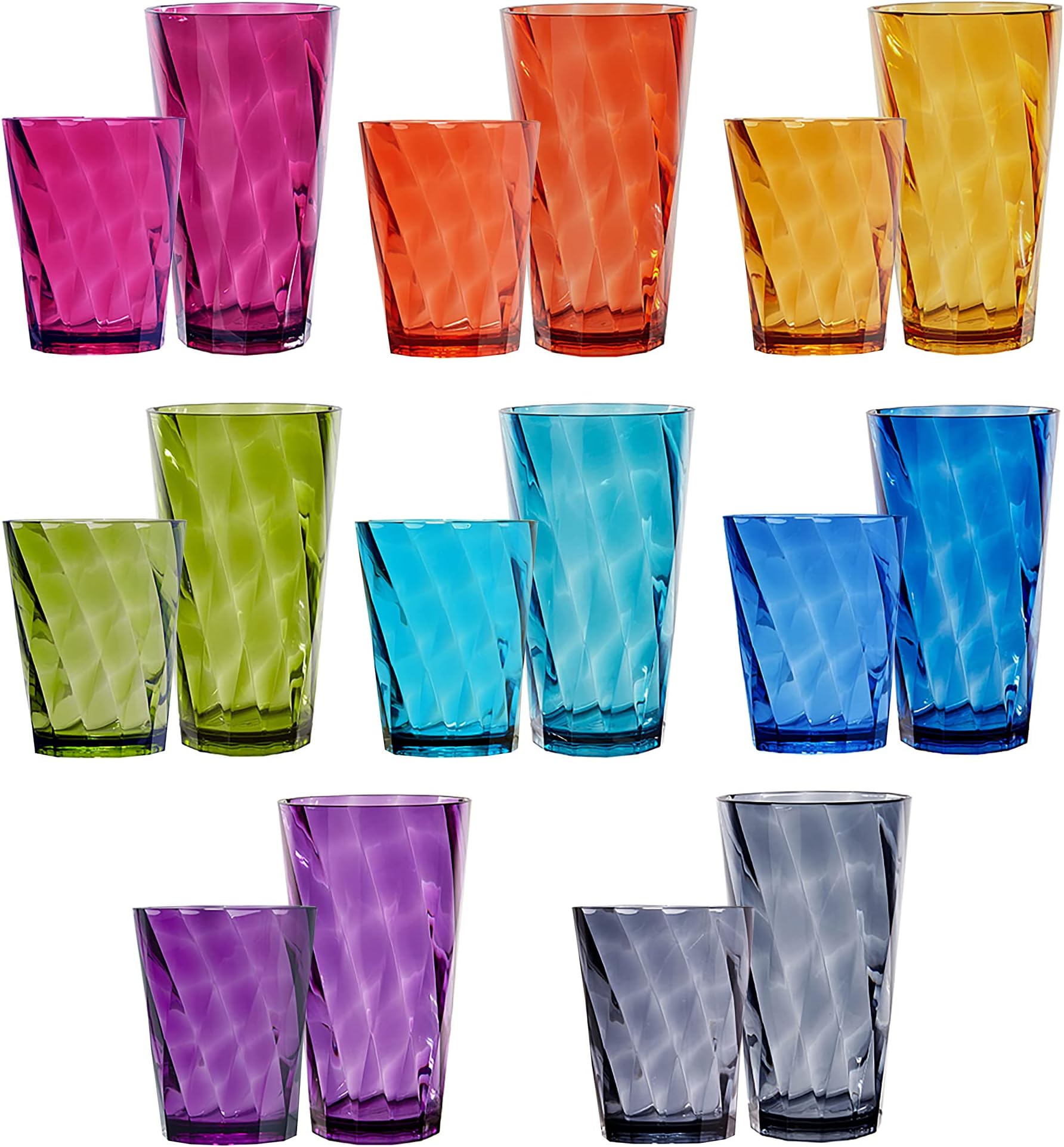 Le'raze Drinking Glasses Set of 1016oz. Ribbed Glass