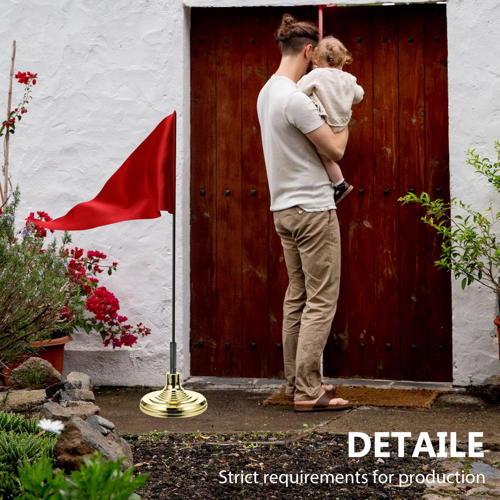 ifundom Soporte para Mástil de Bandera Base Estable de 30cm de Plástico Dorado para Banderas Diámetro de 2.54 a 3.3cm para Suelo Adecuado para Jardín o Patio
