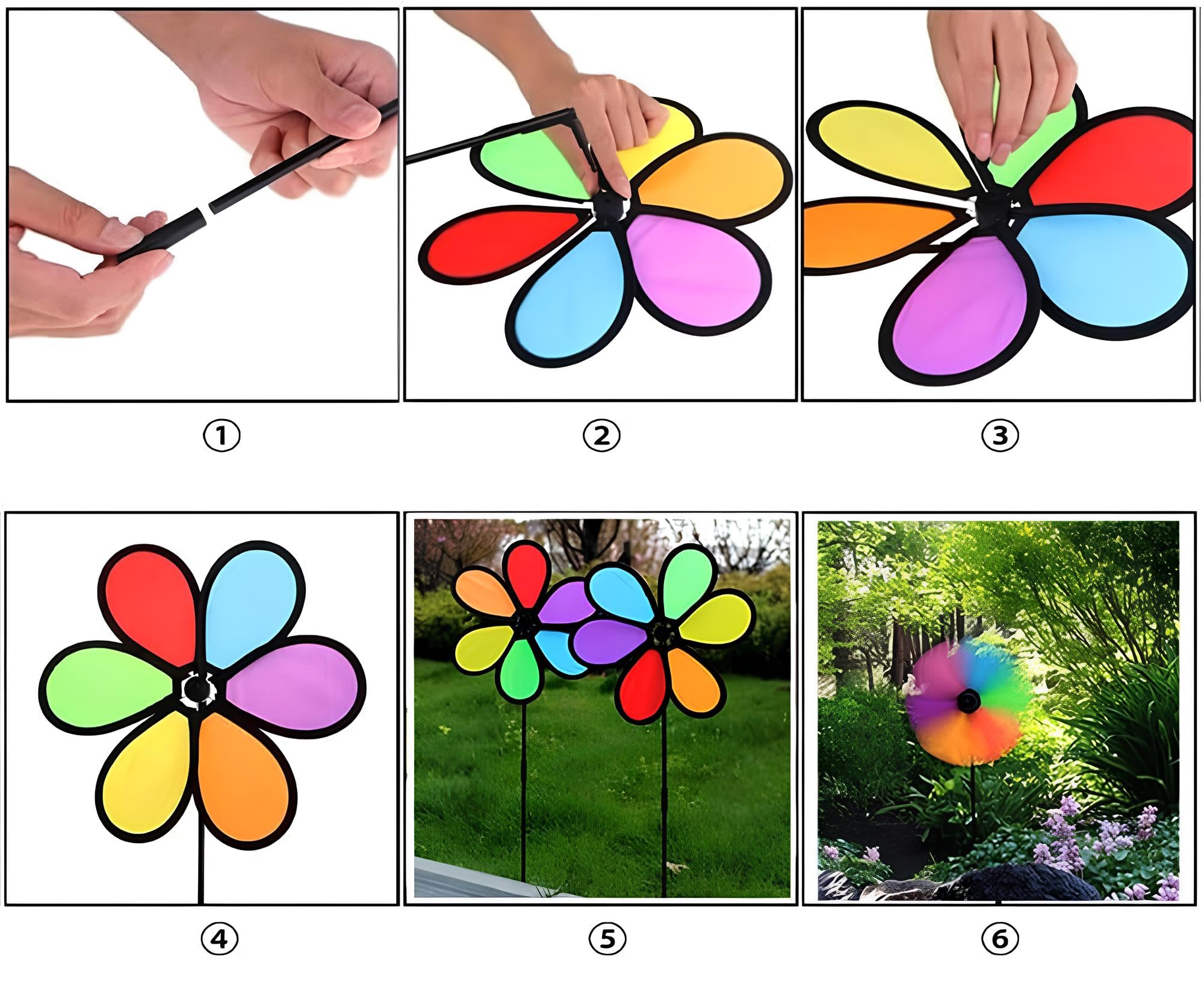 Girandola a Vento Mulino a Vento Giardino Scaccia Uccelli Diametro cm 28 Girandola Altezza 68 cm Girandola + Bastone Girandola Bambini Adulti Ragazzi Ruota del Vento Cortile Giardino Terrazza Balcone