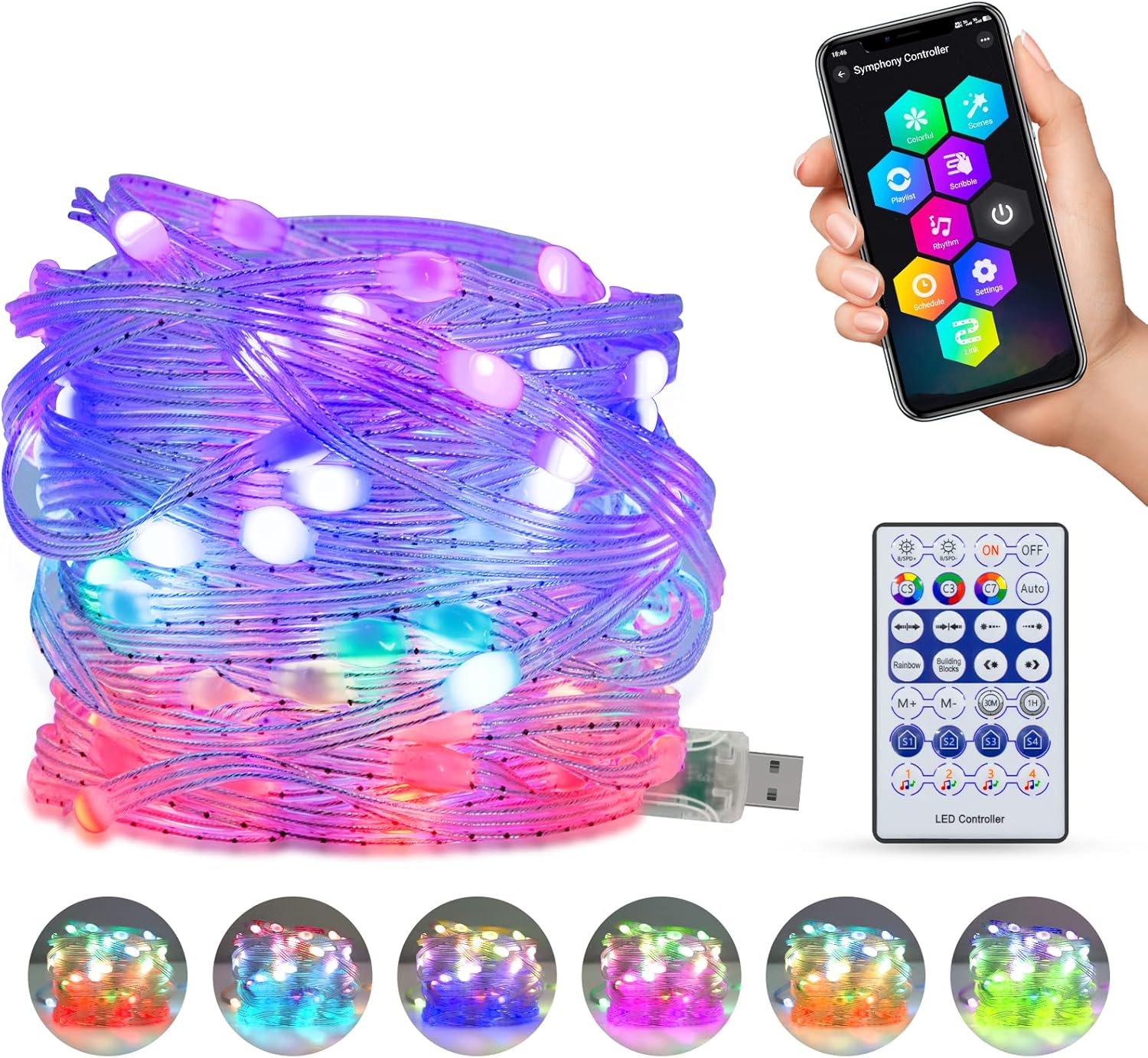 Smart Fairy String Lights indoor 66 Ft 200 lights APP & Remote Control