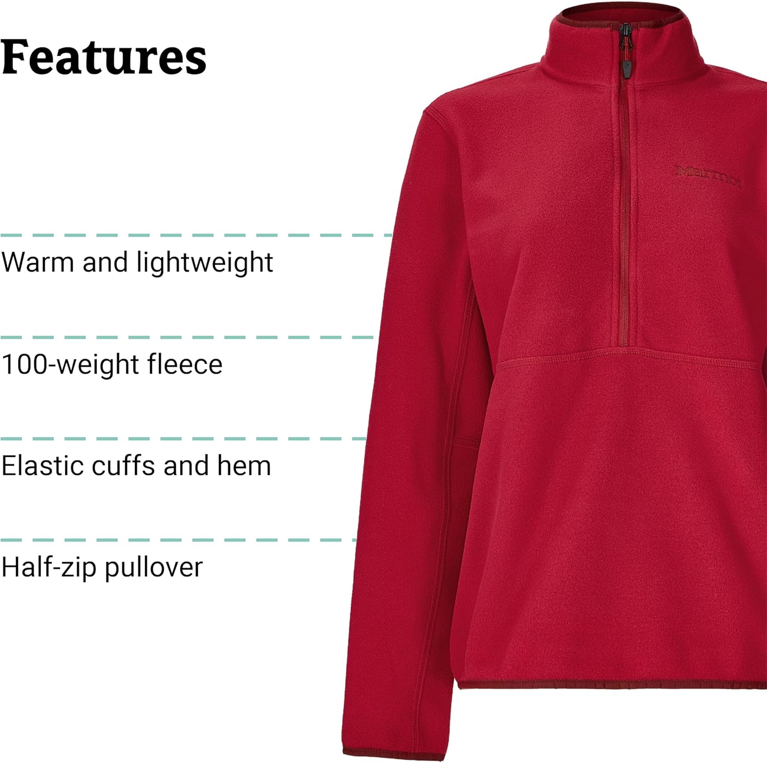 MARMOT Women's Rocklin 1/2 Zip Jacket - Classic, Warm, Lightweight 100-Weight Fleece Layer - Image 5