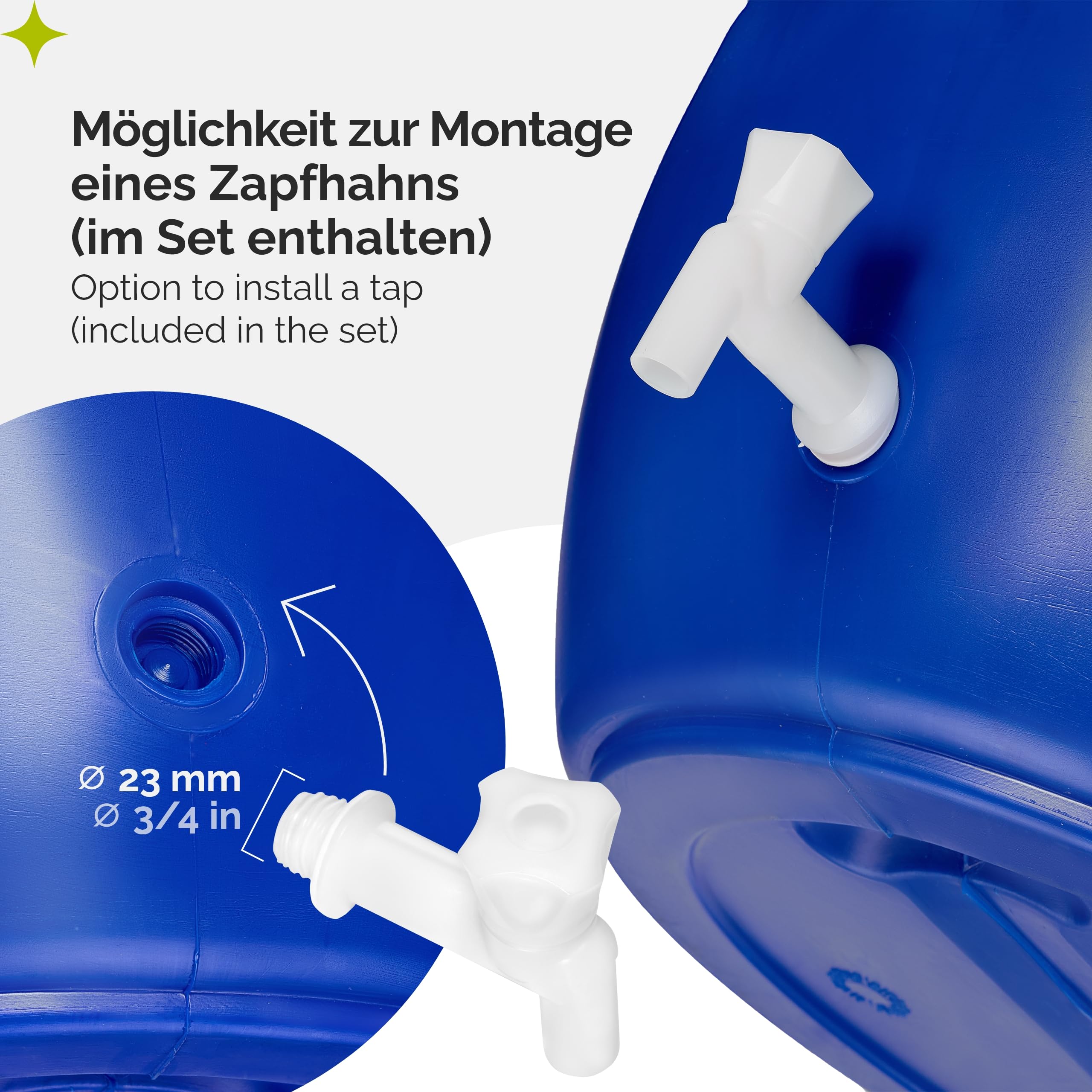 Garronda Beczka Szerokootworowa HDPE 120 Litrów na Wodę Deszczową z Pokrywką, Pojemnik Uniwersalny GD-0091, Niebieski