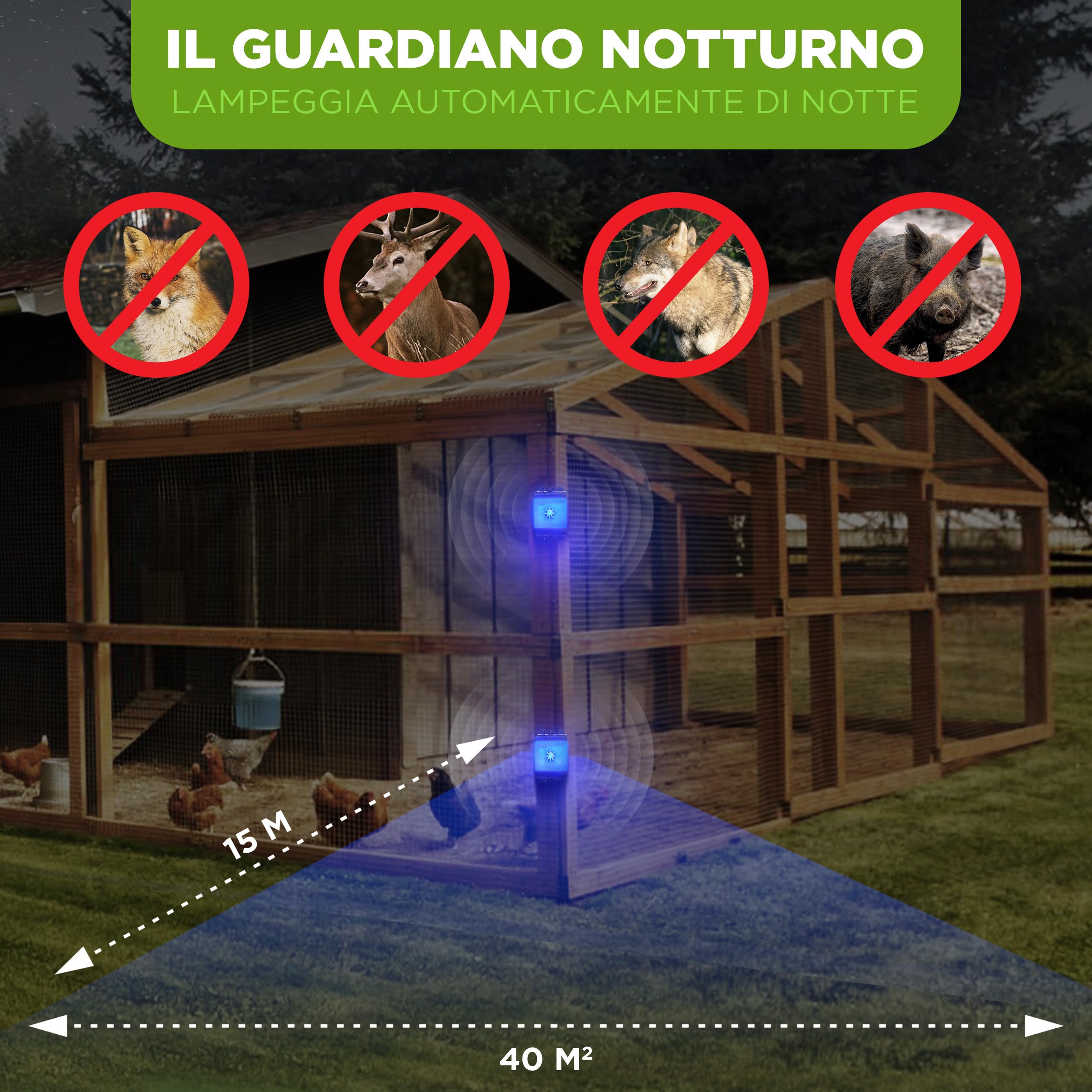 ISOTRONIC repellente topi ultrasuoni ratti dissuasore parassiti luce LED blu deterrente senza veleno trappola portata 40m² 2 unità efficace interno casa soffitta garage giardino protezione difesa