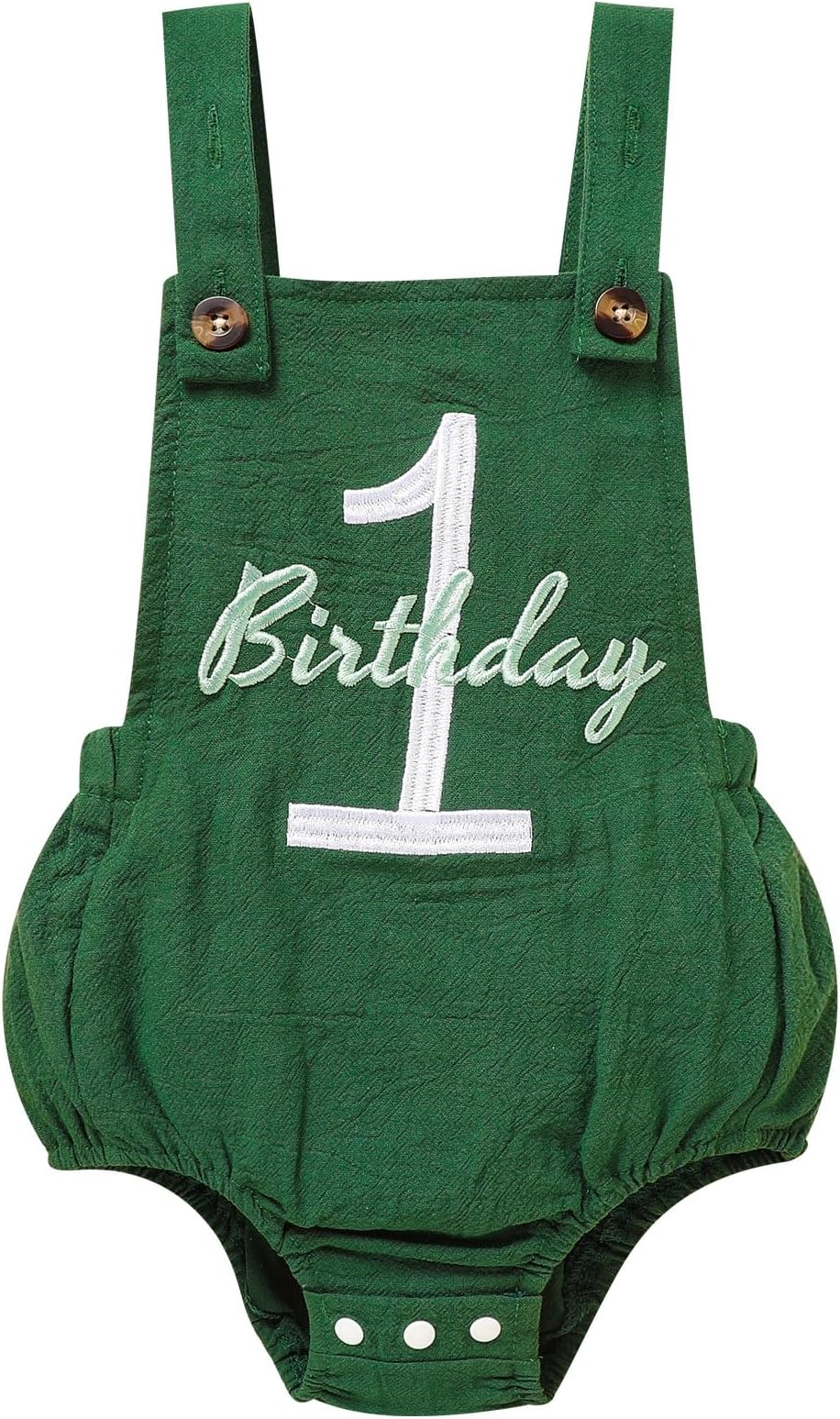 Baby Boys Girls 1st Birthday Romper Baby First Birthday Outfit Boy Solid Color Jumpsuit Cake Smash Outfit