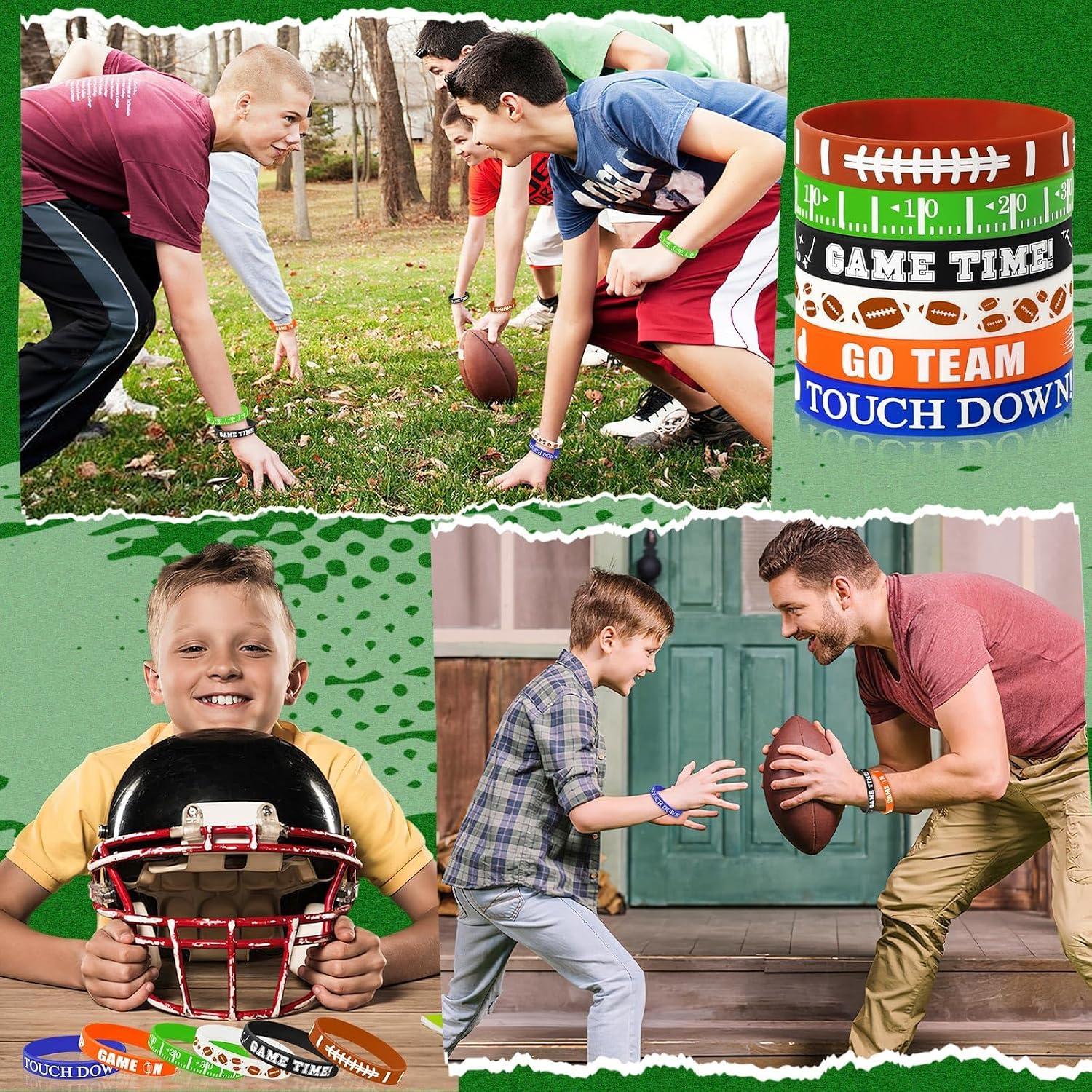 JUNEBRUSHS 42pcs Football Party Favors Silicone Bracelets Accessories