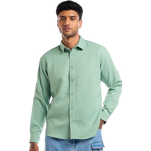 Pista Green Waffle Shirt for Men