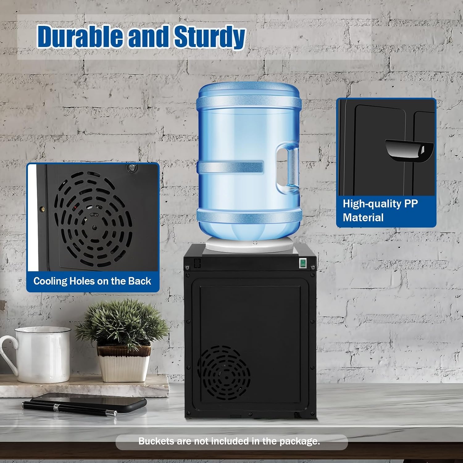 Top Loading Countertop Water Cooler Dispenser, 3 Function Hot/Cold/Warm Water Drinking Machine, Hold 1.1 to 5 Gallon Water Bottles, Countertop Water Dispenser for Home Office Dormitory