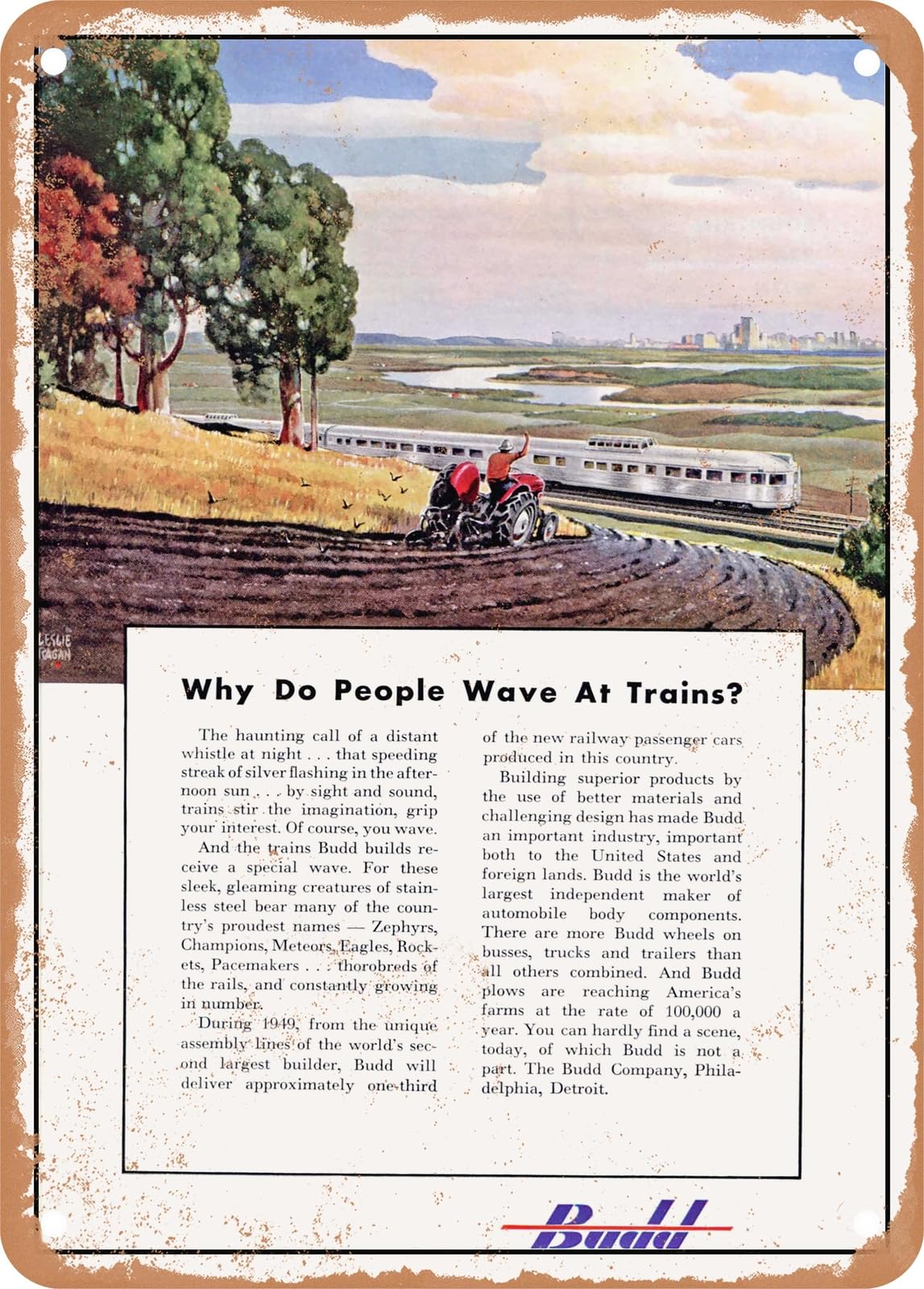 Miaomansenstore Metal Sign - 1949 Why Do People Wave Ar Trains Budd Vintage Ad Home Decor