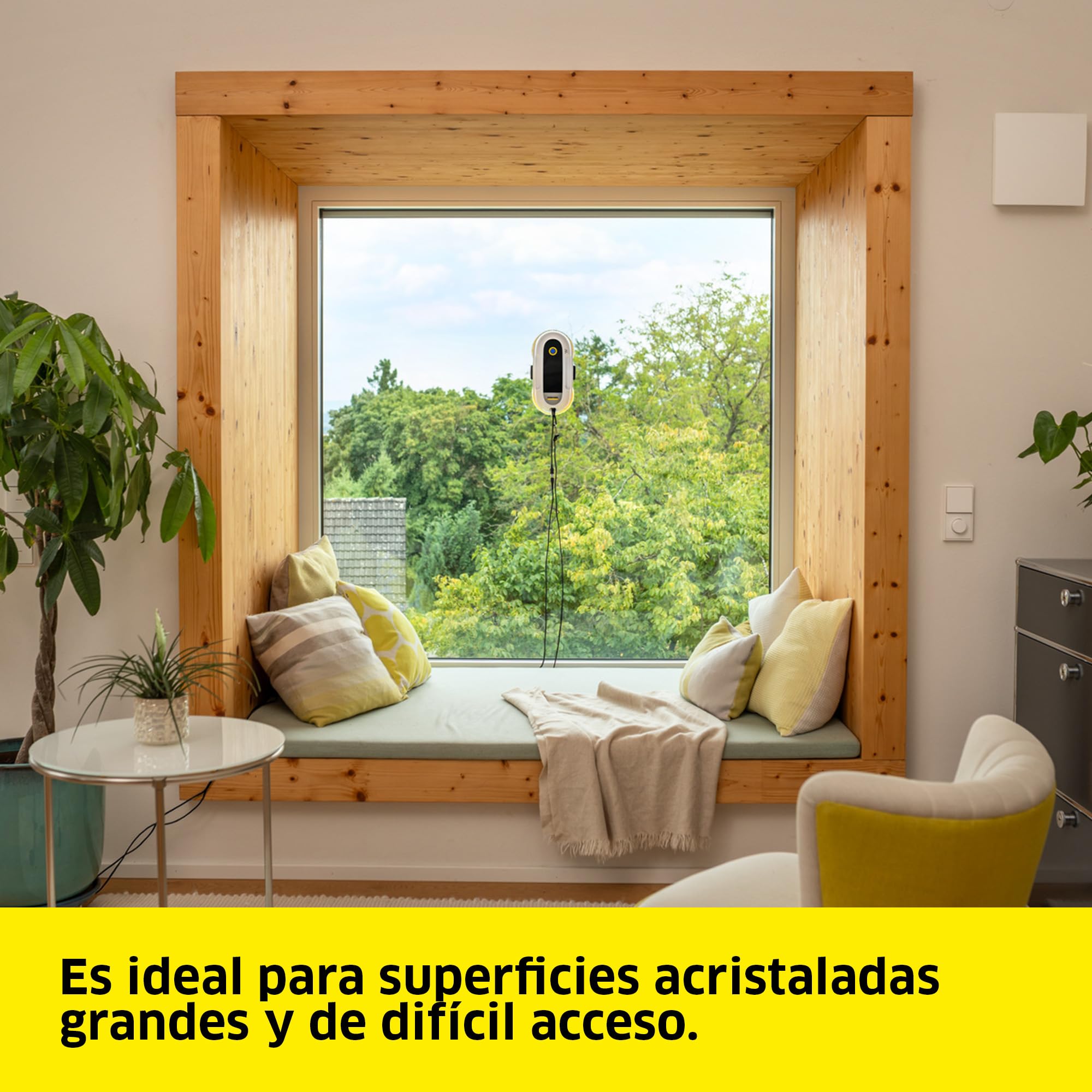 KÄRCHER Robot limpiacristales RCW 2 Extra+, Limpieza automática de Ventanas, con Cable de Seguridad y batería de Emergencia, 3 min/m², depósito: 70 ml, Cable: 5 m, 6 Pares de Fundas de Limpieza