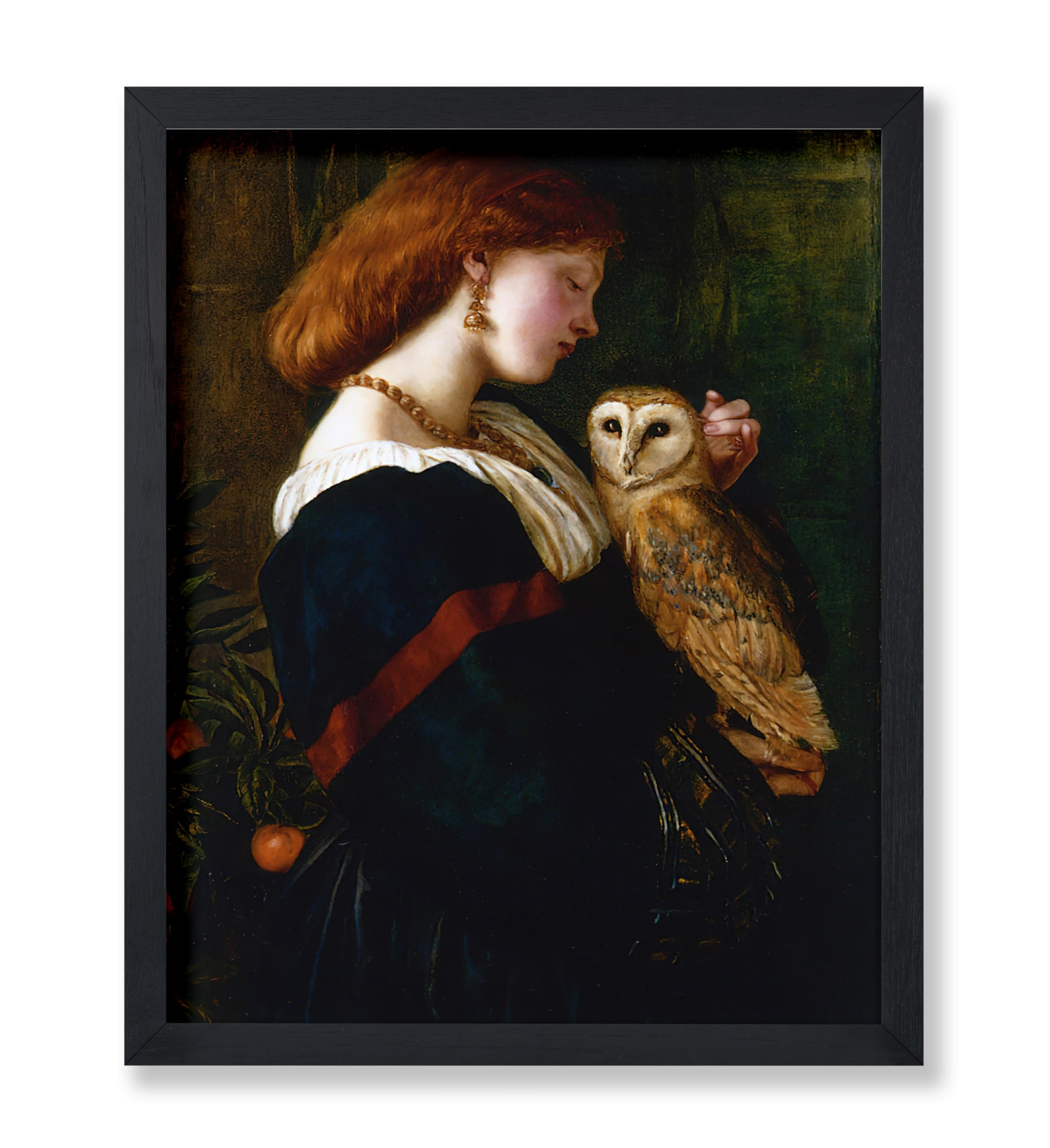 Poster Master Woman With Barn Owl Print - Dark Victorian Poster - Moody Painting Art - Gift for Her, Animal Lover - Decor for Farmhouse, Office,