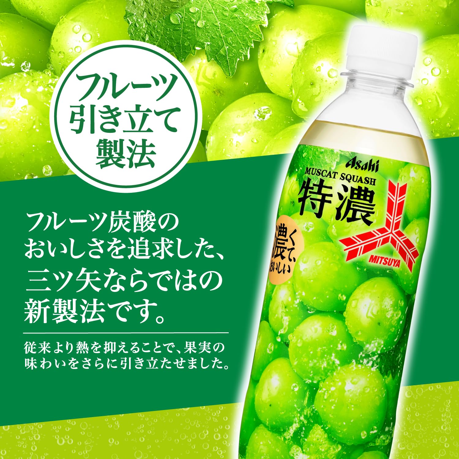 Amazon.co.jp: 三ツ矢 特濃マスカットスカッシュ 500ml×24本[サイダー
