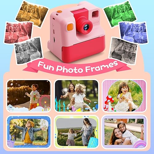 Miniatura 4 de GREENKINDER Cámara para niños, impresión instantánea, cámara digital de 48 MP con cero tinta, cámara de video selfie 1080P con tarjeta TF de 32 G,