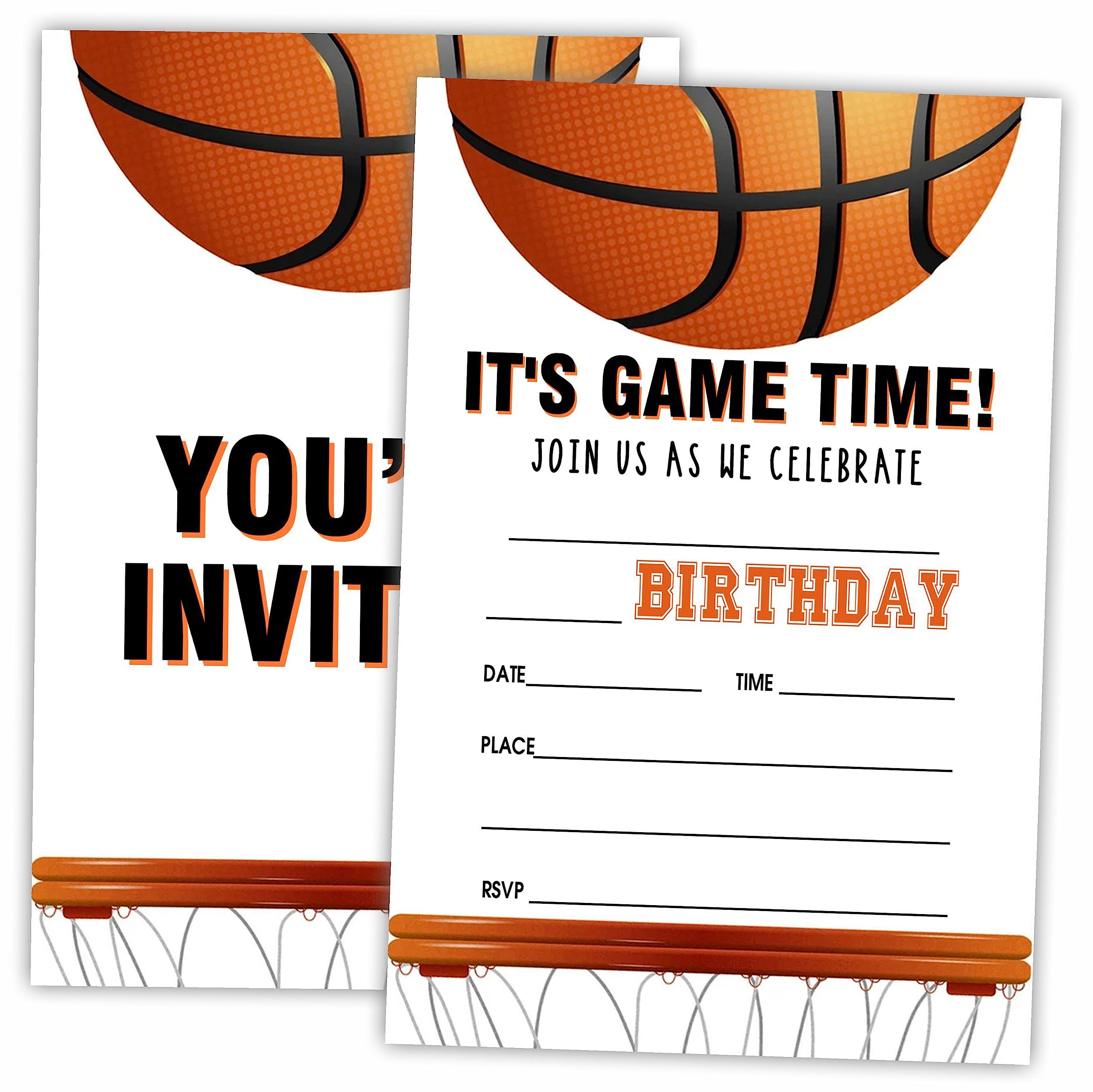 Boys Birthday Invitations Slam Dunk! – Basketball Themed Birthday Invitation  | The DW Studio Kids Basketball, image size:2560x2559