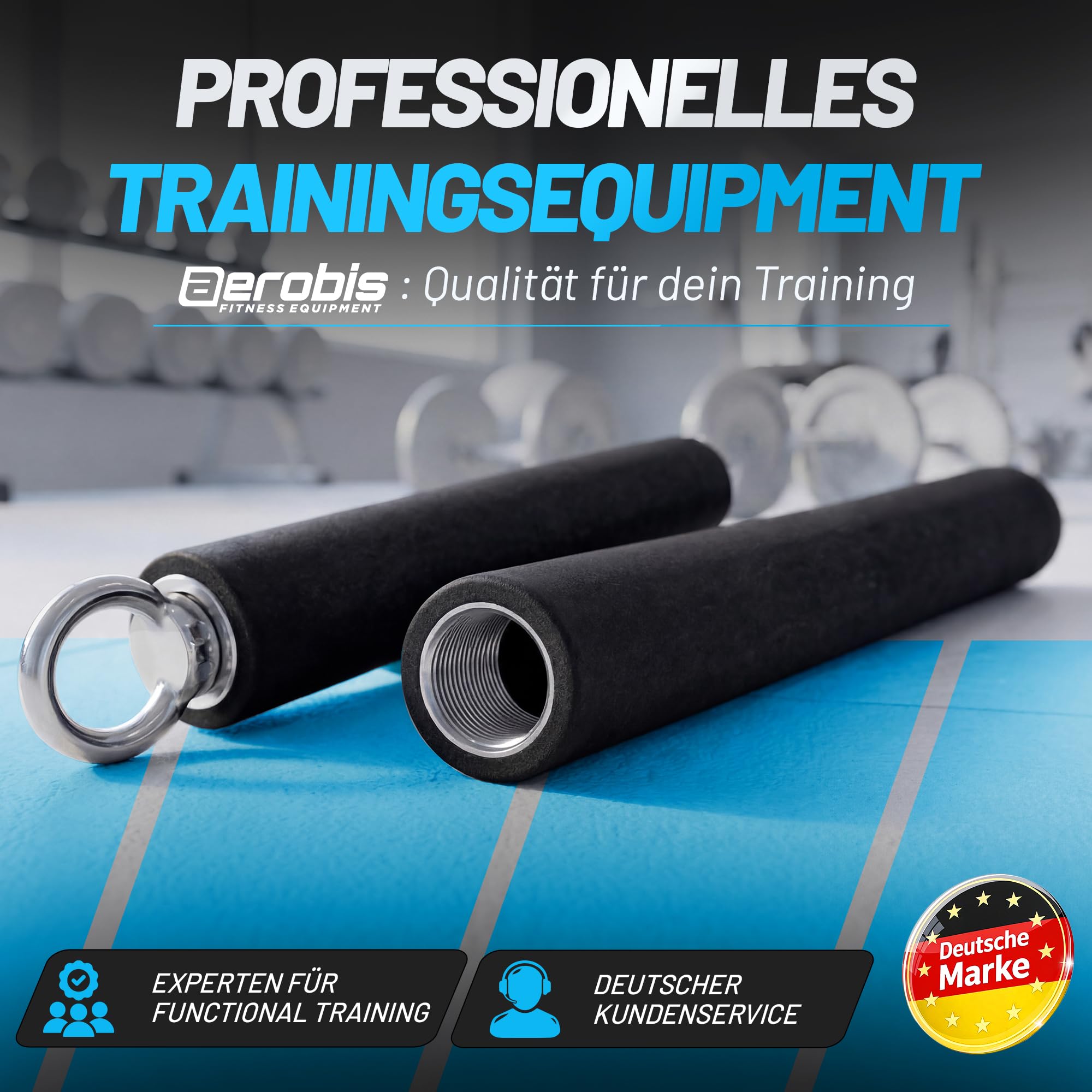 aerobis Rowstick – Verstellbarer Fitnessstab für funktionales Ganzkörpertraining – 2-in-1 Design – Ideal für Widerstandsbänder & Sling Trainer – Core-Stick für Kraft, Ausdauer & Koordination