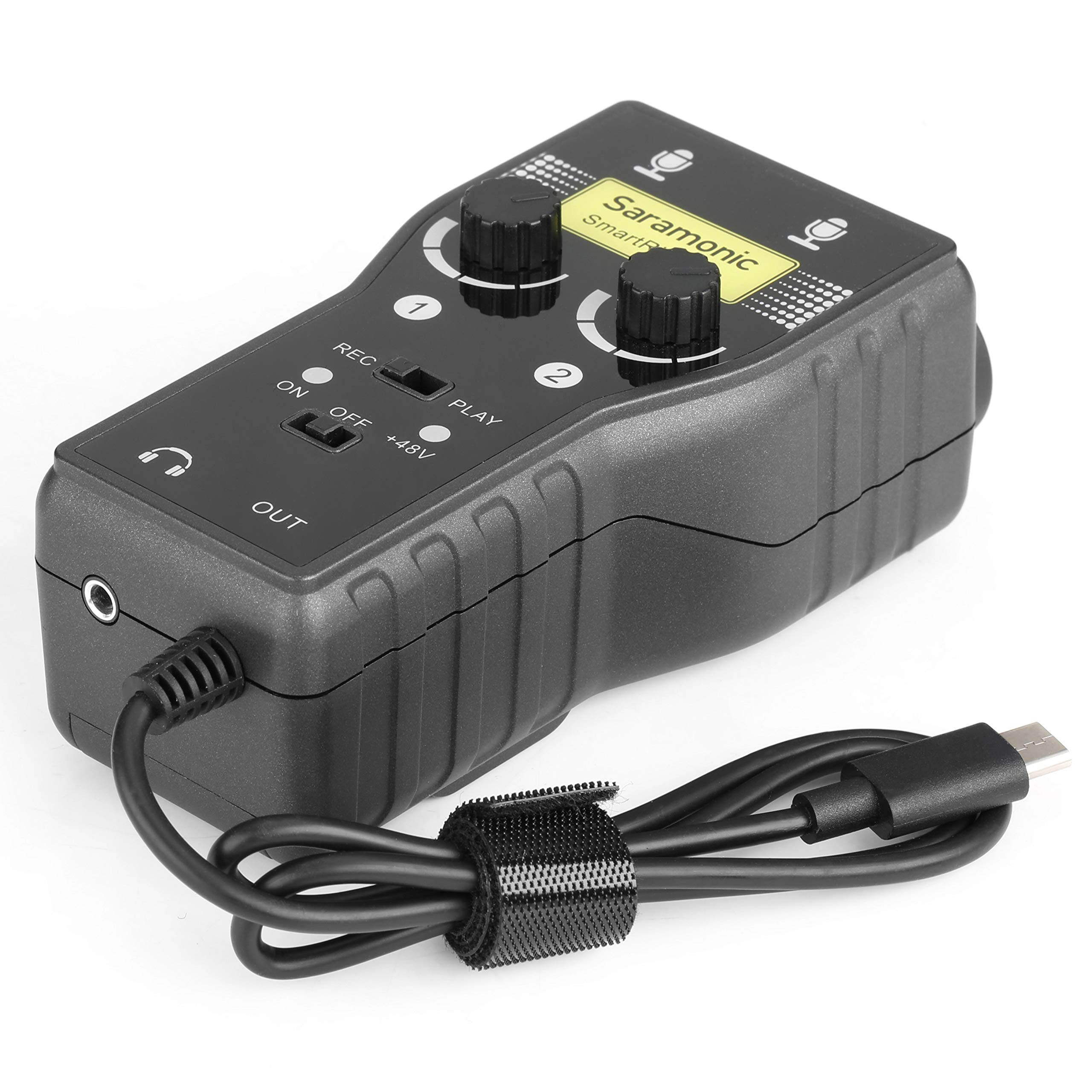 Saramonic SmartRig+UC - Interfaz de audio profesional de 2 canales con XLR, entradas de 1/4 pulgadas y 1/8 pulgadas para smartphones y tabletas Android USB tipo C, PC y más