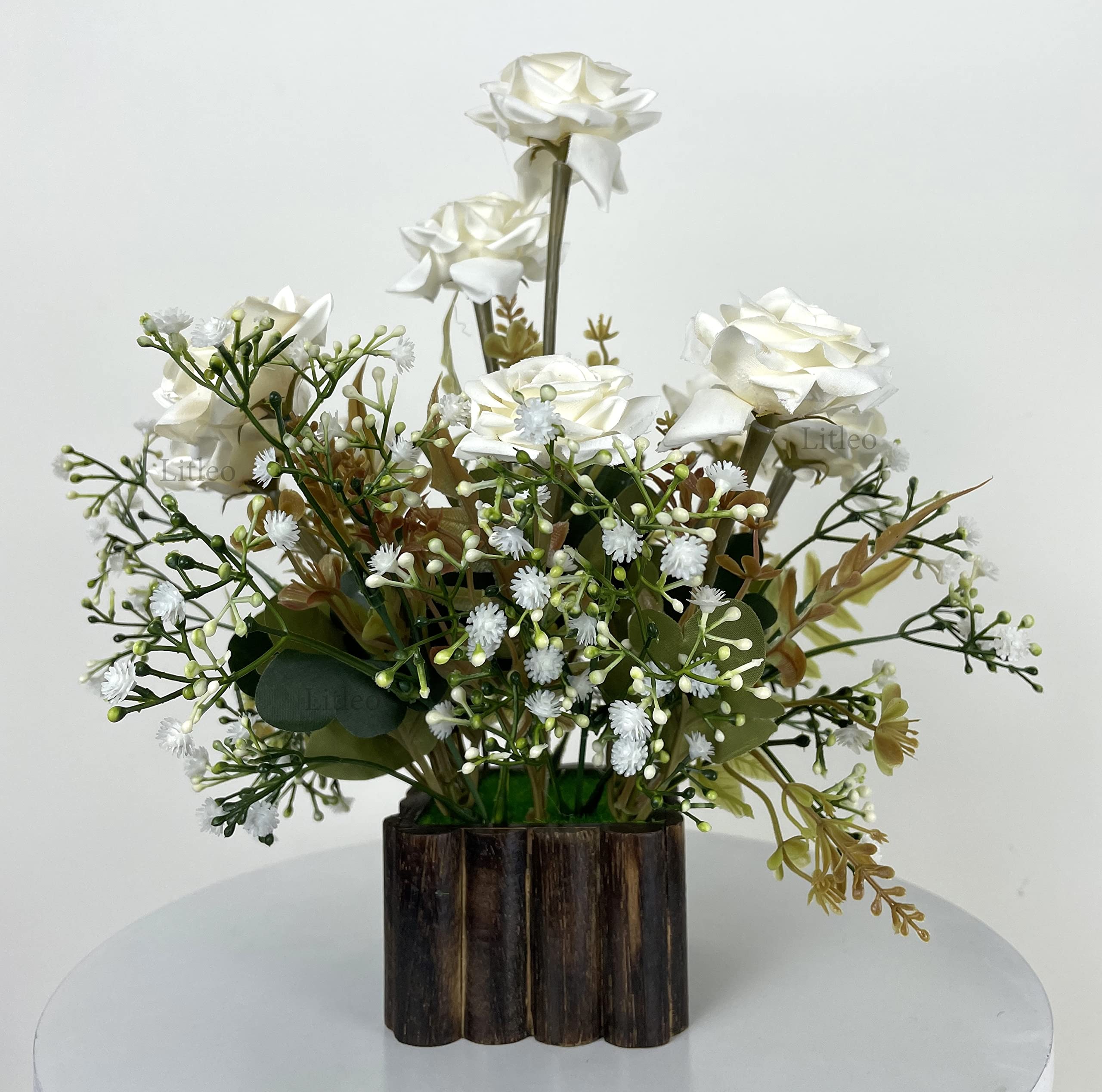 Litleo Rose Artificial Flowers Bouquet with Pot Fake Flowers for Valentines Decorations Silk Flowers Fake Rose Home Decor Wedding Bouquet Faux Flower Valentines Spring Decor (Dry White) (B0BYJWHV5V) Amazon Price History, Amazon Price Tracker