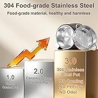 Vista 2 de Dezin Olla eléctrica con vaporizador, olla rápida de fideos, olla eléctrica de acero inoxidable de 1.6 litros, perfecta para ramen, huevo, Negro