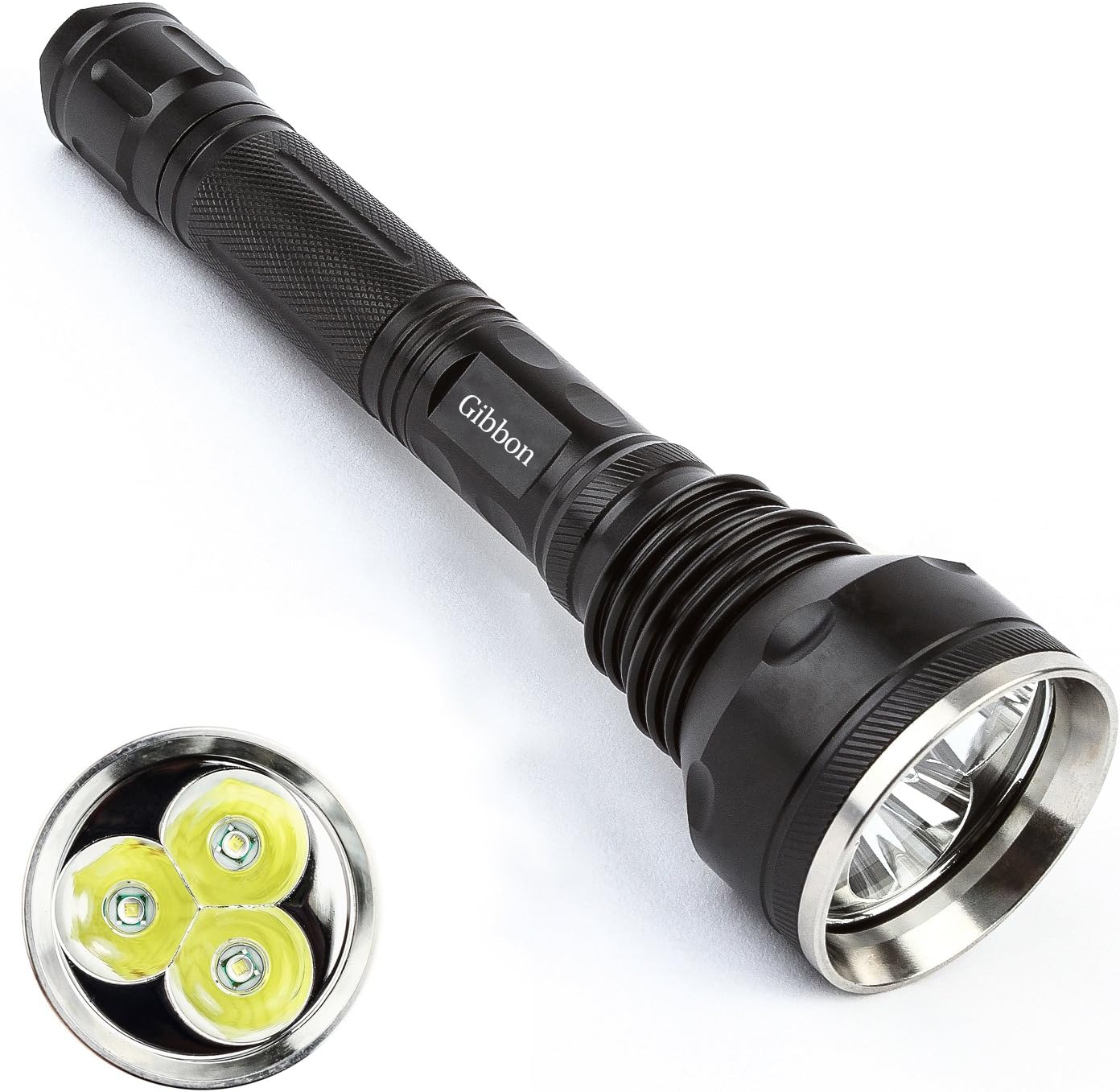 Gibbon 4000 Lumens 3x T6 Super Bright LED Flashlight Torch Waterproof Tactical Flashlight Ultra Bright 5 Modes For Hiking, Camping, Hunting,Fishing And Other Indoor Or Outdoor Activities
