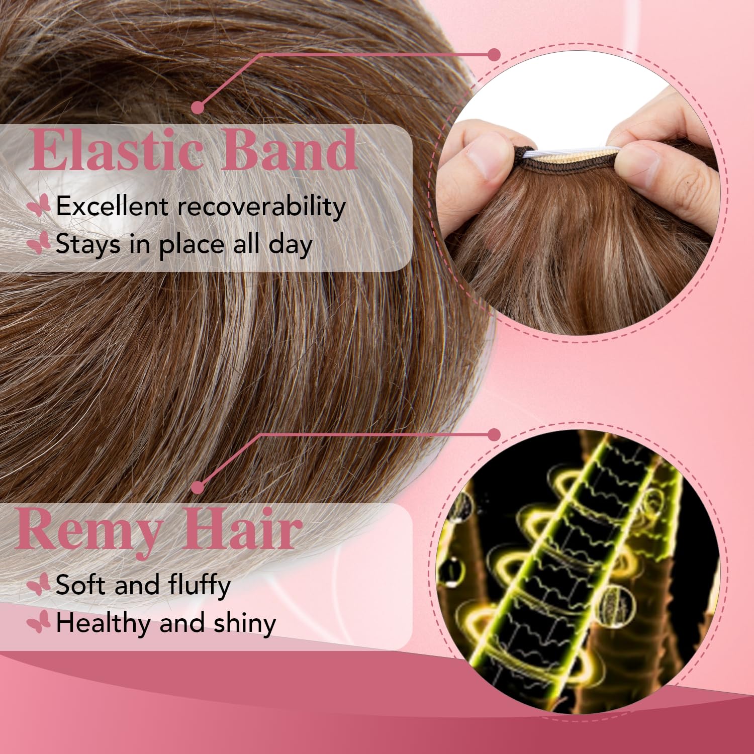 tesshair Messy Bun Hair Piece 100% Real Human Bun Hair Piece Natural Scrunchie Donut with Elastic Band Medium Brown mix Blonde Hairpieces for Women Girls(Medium Brown mix Blonde - Image 3