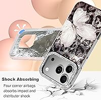 Vista 645 de I-MGAE-IN-AR - Funda diseñada para iPhone 12 y 12 Pro, diseño de mariposa plateada brillante, funda protectora de poliuretano termoplástico, suave