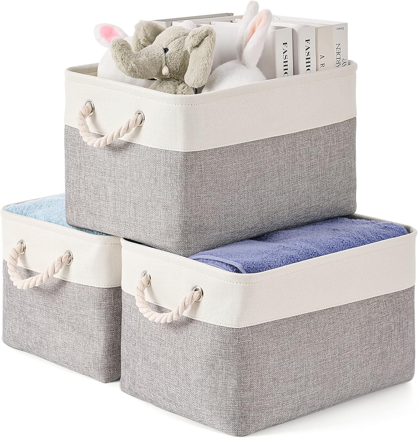 Storage Bins 3 Pack, Fabric Storage Basket for Collapsible