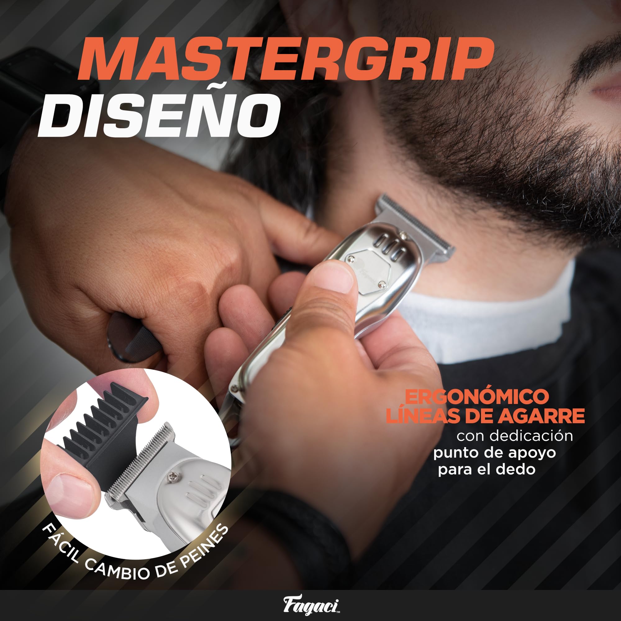 Fagaci Recortadora de Barba Hombre Profesional, Cuchilla en T Detallada | Recortadora de cuchilla en T con cuchillas afiladas, Detallado fino y líneas precisas, Incluye cable de carga y guías