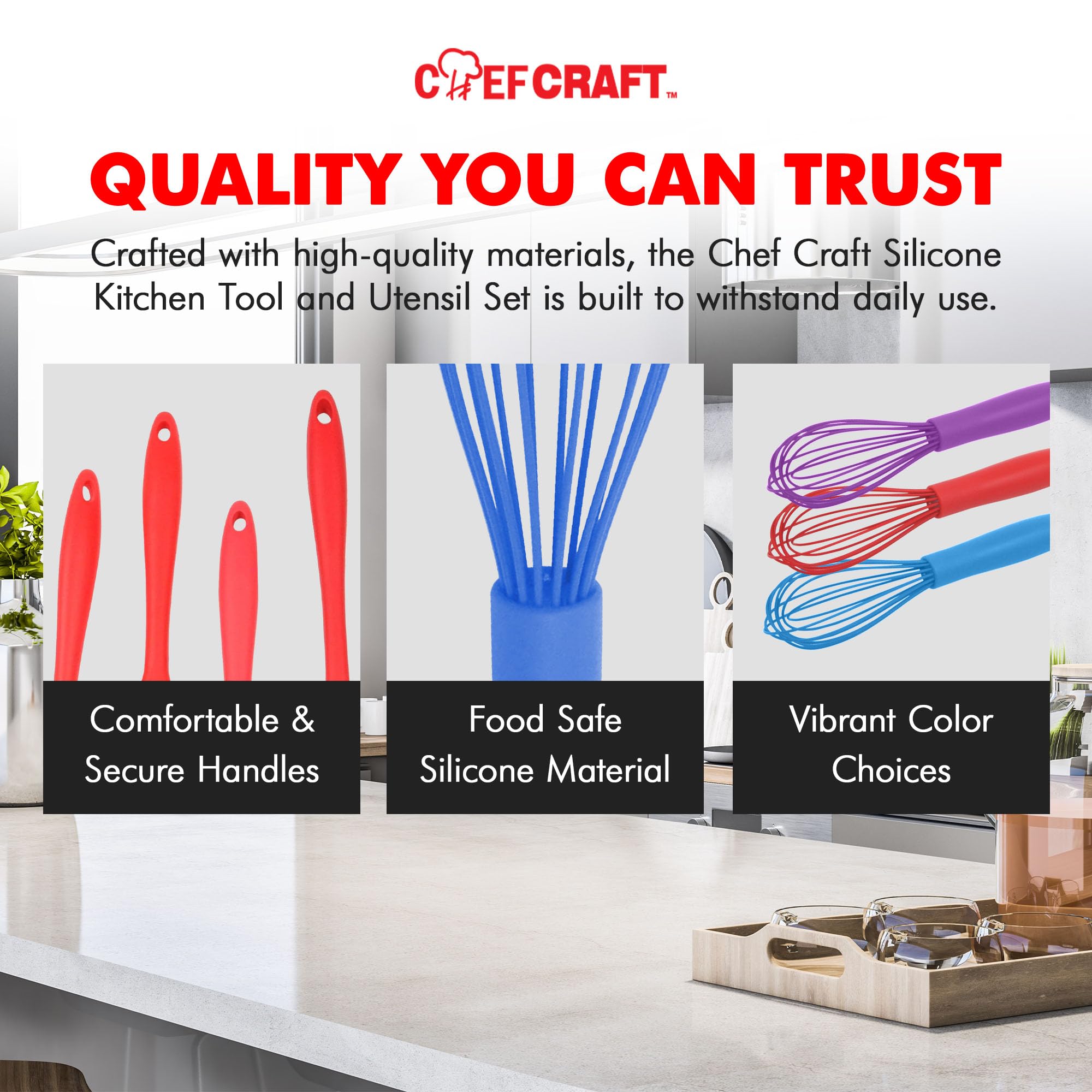 Chef Craft 13472 Fouet de cuisson en fil de silicone de qualité supérieure Bleu
