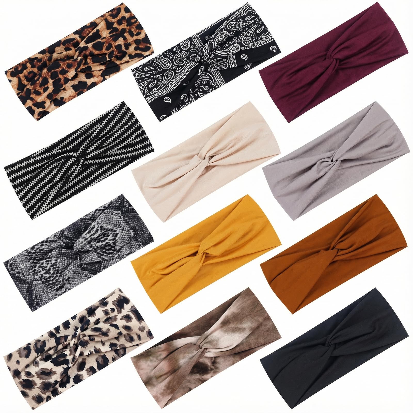 Tyfthui 12 Pack Headbands for Women Fashionable Sports Hairbands Elastic Wide Headbands Non Slip Workout Yoga Sport Headbands