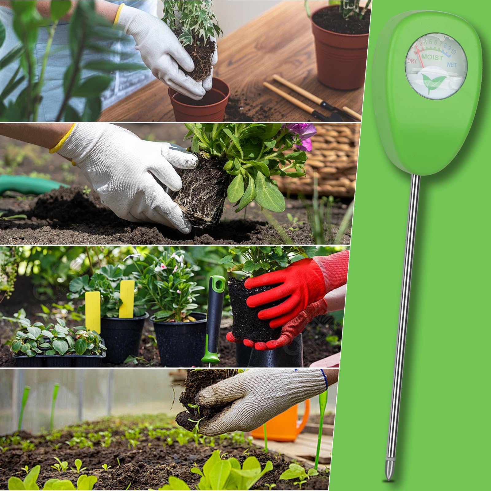 Misuratore di umidità del Suolo, Nessuna Batteria Necessaria Tester per Il Acqua Monitor, Igrometro per Piante, Adatto Piante da Interno ed Esterno, Orti Iardino, Fattoria,Giardino