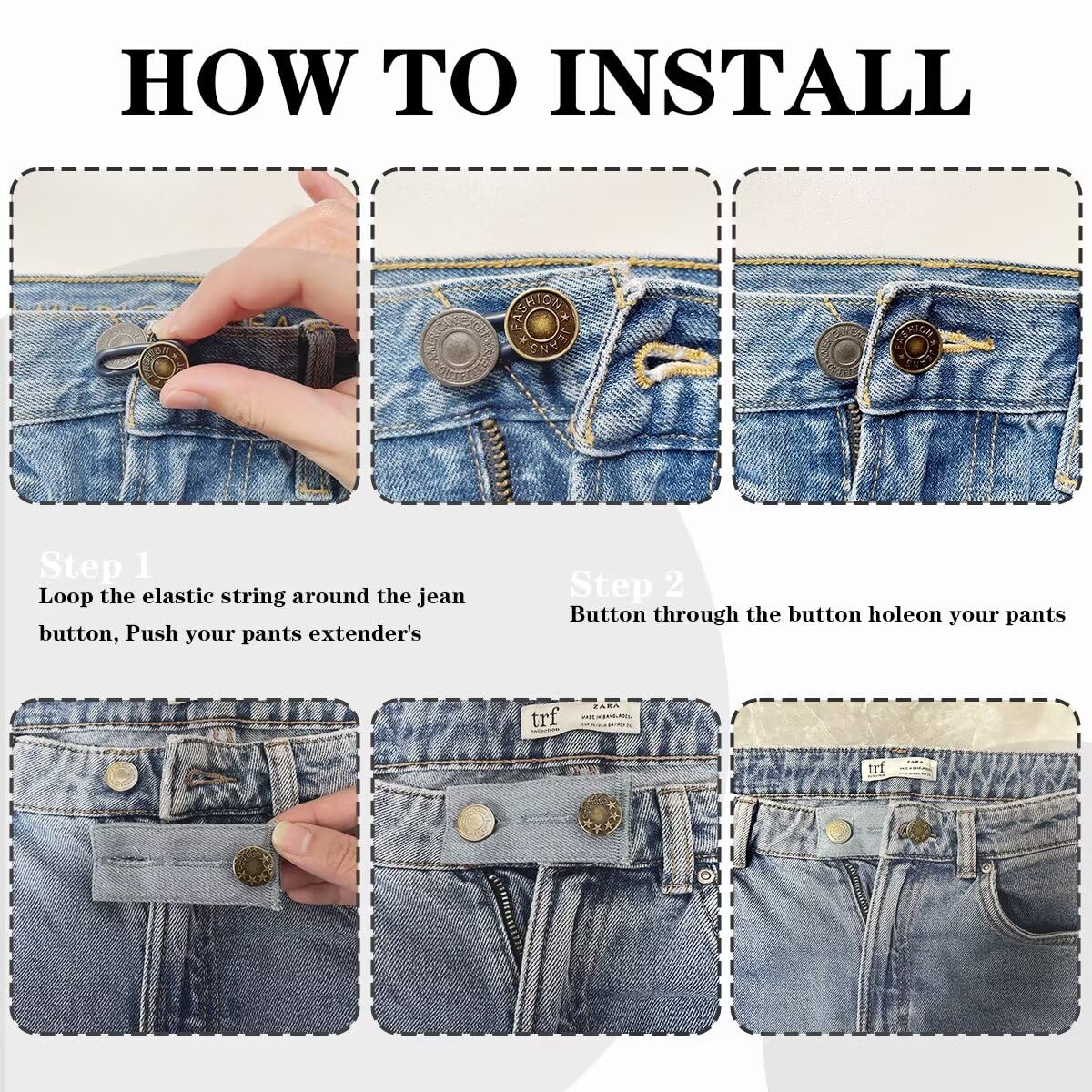 16 Pièces Rallonges Bouton Pantalon - Extension Pour Jean, Jupe, Début Grossesse - 5