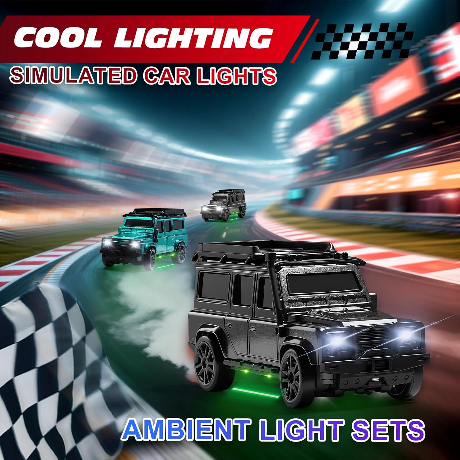 1/64 Scale Desktop Drift RC Car,Mini RC Sports Car 2.4Ghz with Gyro Mini Drift Racing Remote Contrl Cars Model Toys Hobby Gift for Adults and Kid Children's (SUV-Black)