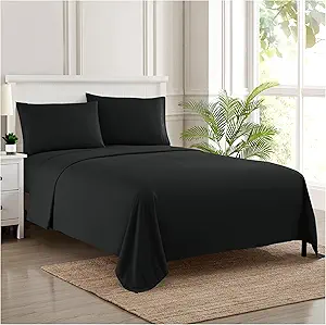 Full Size Sheet Sets - Breathable Luxury Sheets with Full Elastic & Secure Corner Straps Built In - 1800 Supreme Collection Extra Soft Deep Pocket Bedding Set, Sheet Set, Full, Black