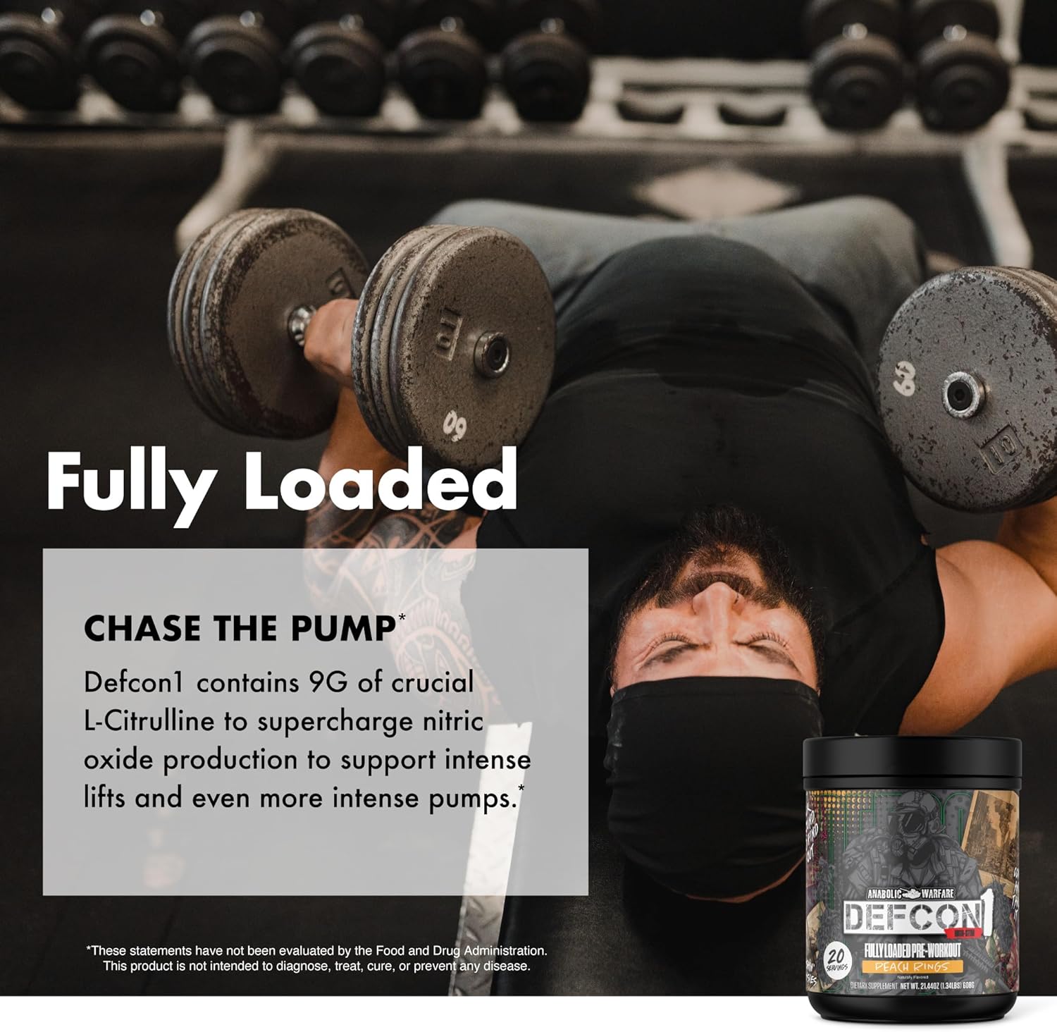 Anabolic Warfare Defcon1 High Stim, High-Intensity Pre-Workout Powder (Peach Rings, 20 Servings)