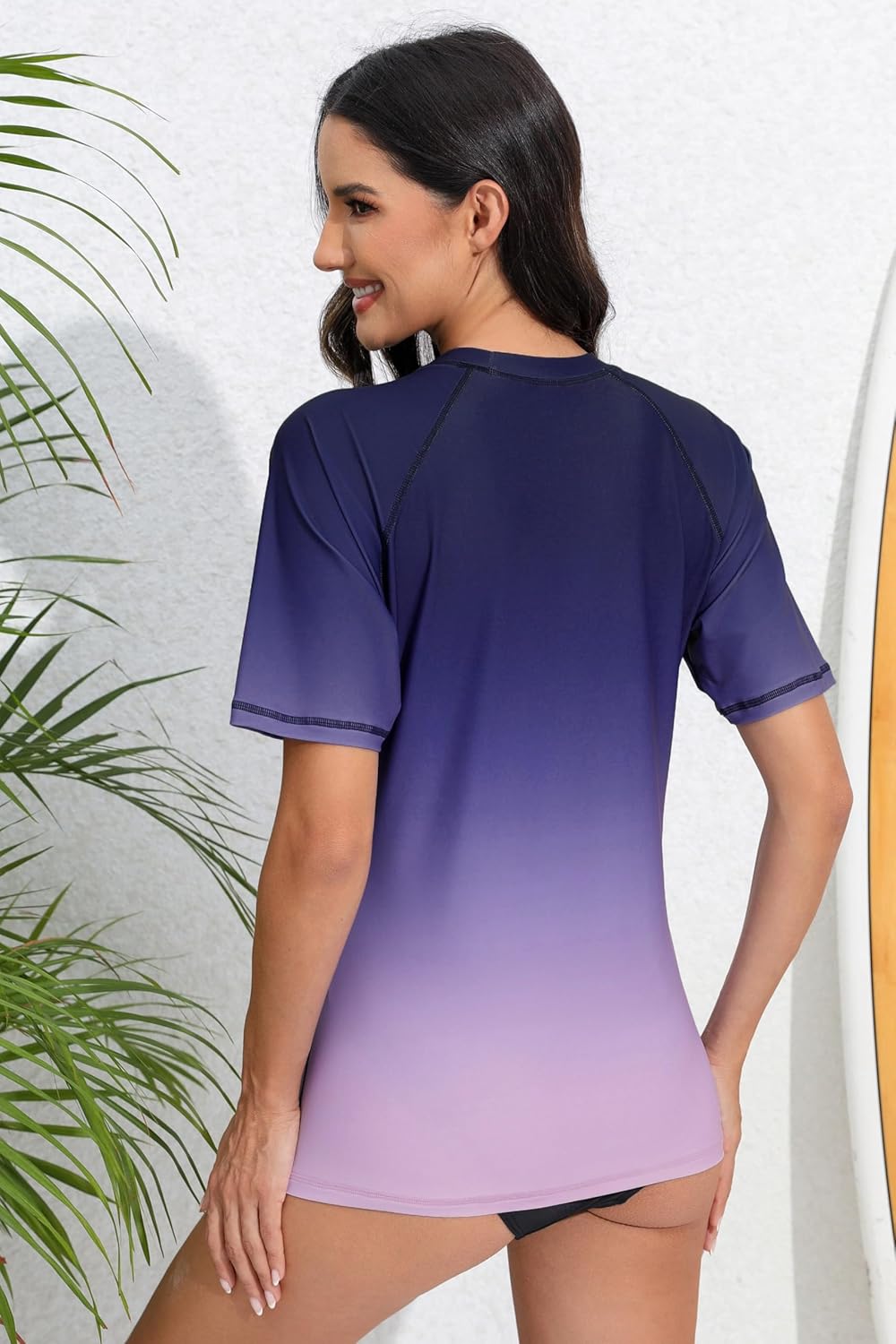 Halcurt Women's Short Sleeve Swim Shirt Rash Guard Swimsuit Top Only UPF50+ Sun Protection Bathing Suit - Image 2