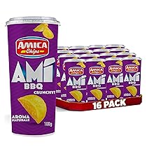 AMICA Chips | AMI’ BBQ, Patatine al Gusto Barbecue, Confezione a Tubo Apri e Chiudi, Gusto Croccante, 16 Pezzi x 100 gr