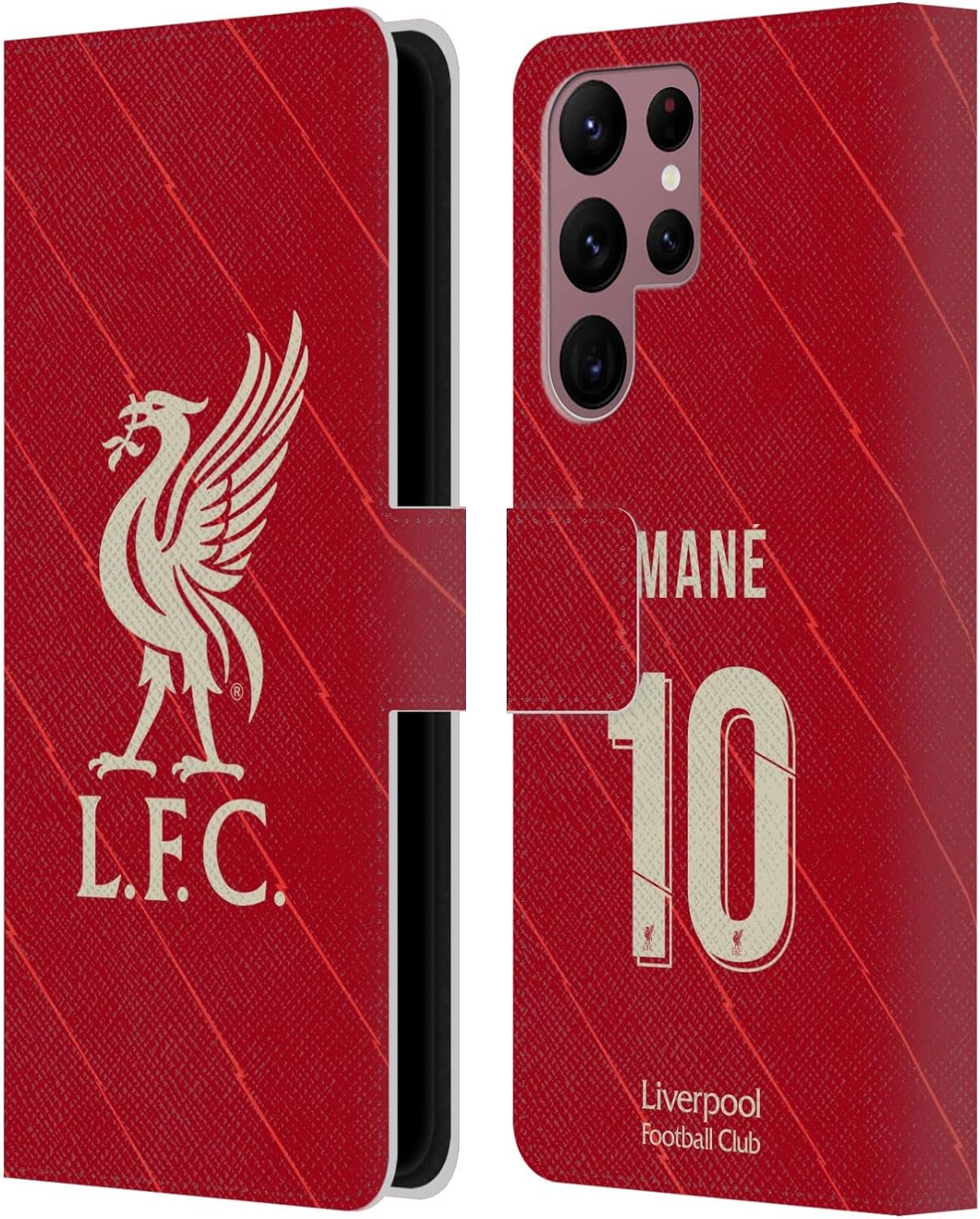 Head Case Designs Officially Licensed Liverpool Football Club Sadio Mané 2021/22 Players Home Kit Group 1 Leather Wallet Case Compatible with Samsung Galaxy S22 Ultra 5G