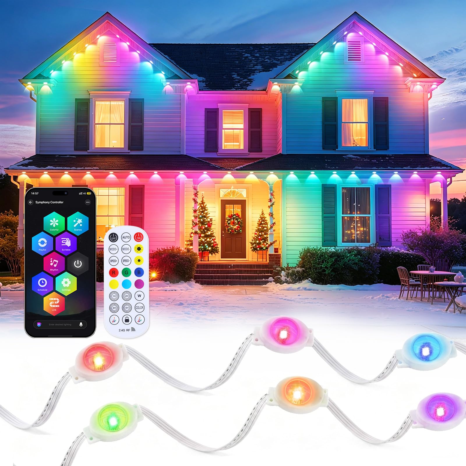 GlobaLink 30 m stałe oświetlenie zewnętrzne, RGBIC, 60 diod LED