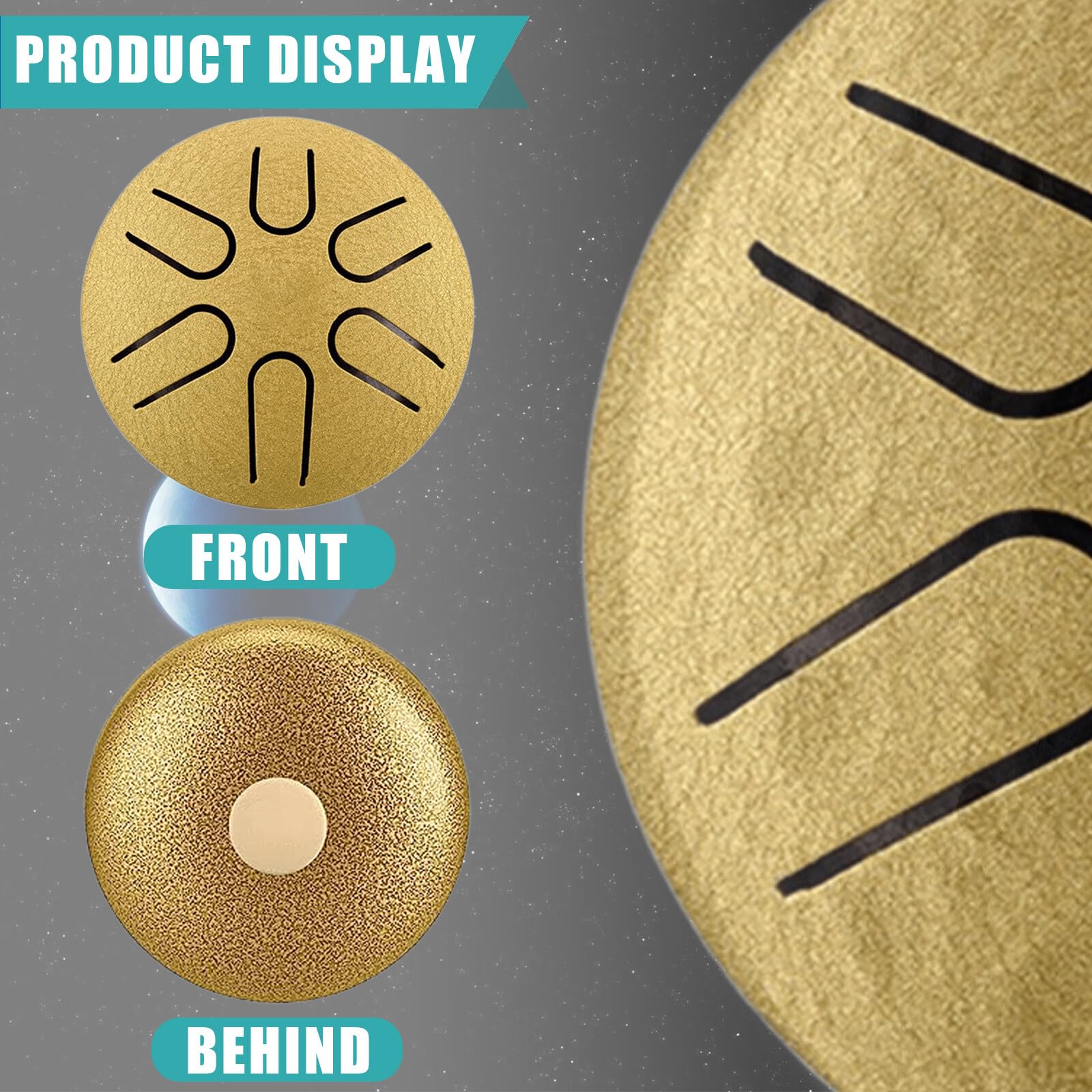 Mini Tamburo Etereo Per Bambini - 6 Toni, Acciaio, Per Meditazione E Musica, 7.9cm - Foto 6