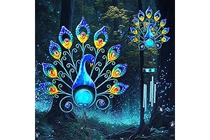 Solar Wind Chimes for Outside, Peacock Large Outdoor Garden Decor Wind Chimes