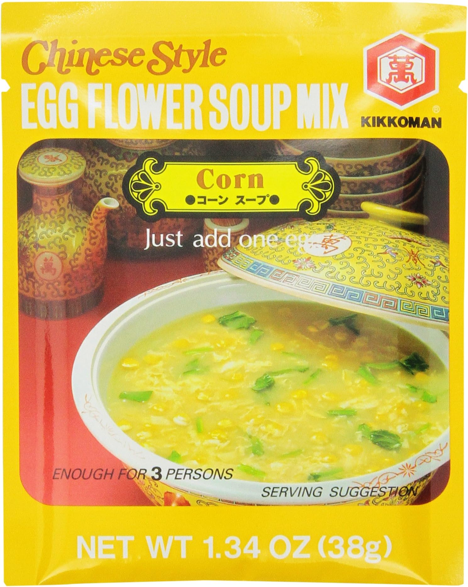 Kikkoman Corn Instant Egg Flower Soup, 1.3-Ounce (Pack of 12)