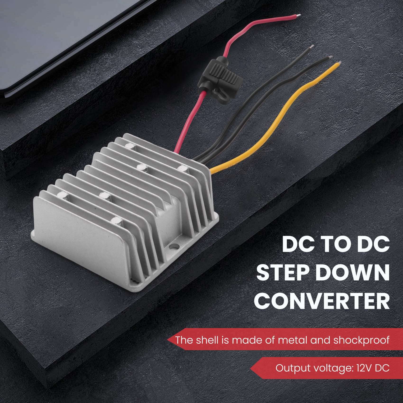 4X CC 36V / 48V A 12V 20A Convertidor de Voltaje DC Regulador Reductor Reductor Transformador Convertidor de Potencia con Fusible