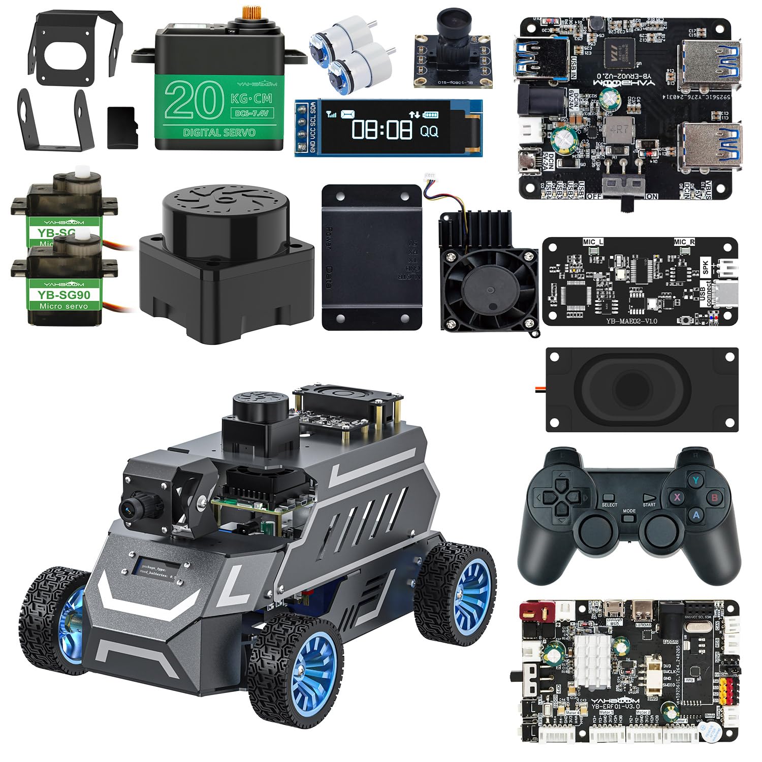 Ros2 Robot Car Yahboom Raspberry Pi 5 8GB AI Robot Car - Supports ROS2 ...