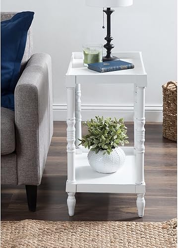 Miniatura 4 de Kate and Laurel Bellport - Mesa auxiliar costera 22 x 14 x 26 pulgadas color blanco mesa auxiliar rectangular para almacenamiento y exhibición
