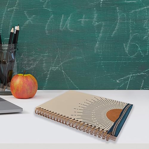 Miniatura 3 de VNWEK Cuaderno abstracto de espiral bohemio con ondas oceánicas de 5.5 x 8.3 pulgadas, cuaderno bohemio de mediados de siglo con forro de arte