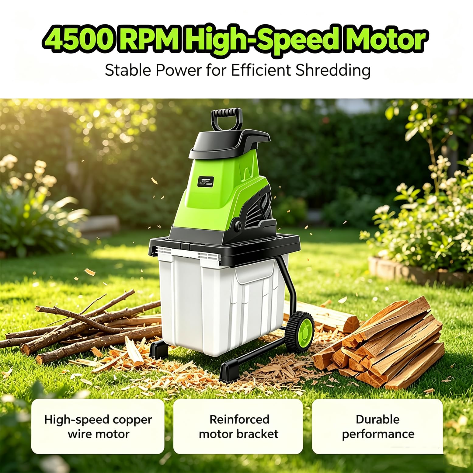 Broyeur De Branches électrique avec Capacité De Coupe 45Mm
