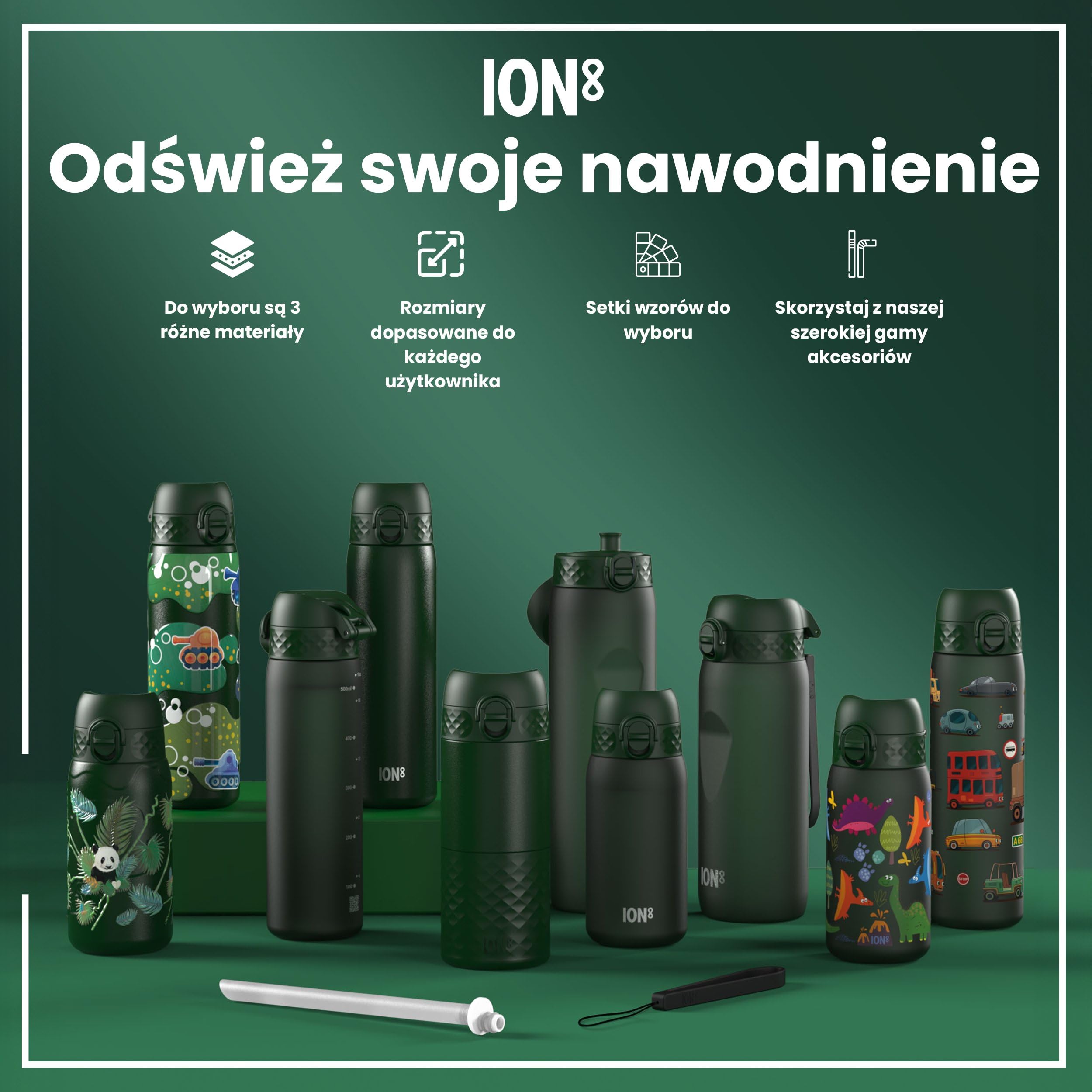 ION8 Butelka dla Dzieci, 350 ml/12 oz, Szczelna, Łatwa do Otwarcia, Bezpieczny Zamek, Można Myć w Zmywarce, Bez BPA, Uchwyt do Przenoszenia, Łatwa do Czyszczenia, Bezwonny, Maszyny Rolnicze