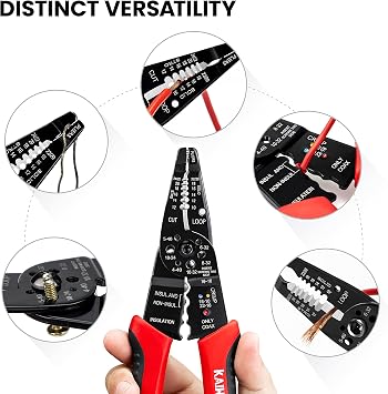 KAIWEETS Wire Stripper 10-22 AWG Wire Splicer Cable Stripper Multipurpose Wire Stripping Tool Electrical Wire Pliers with Screw Cutter